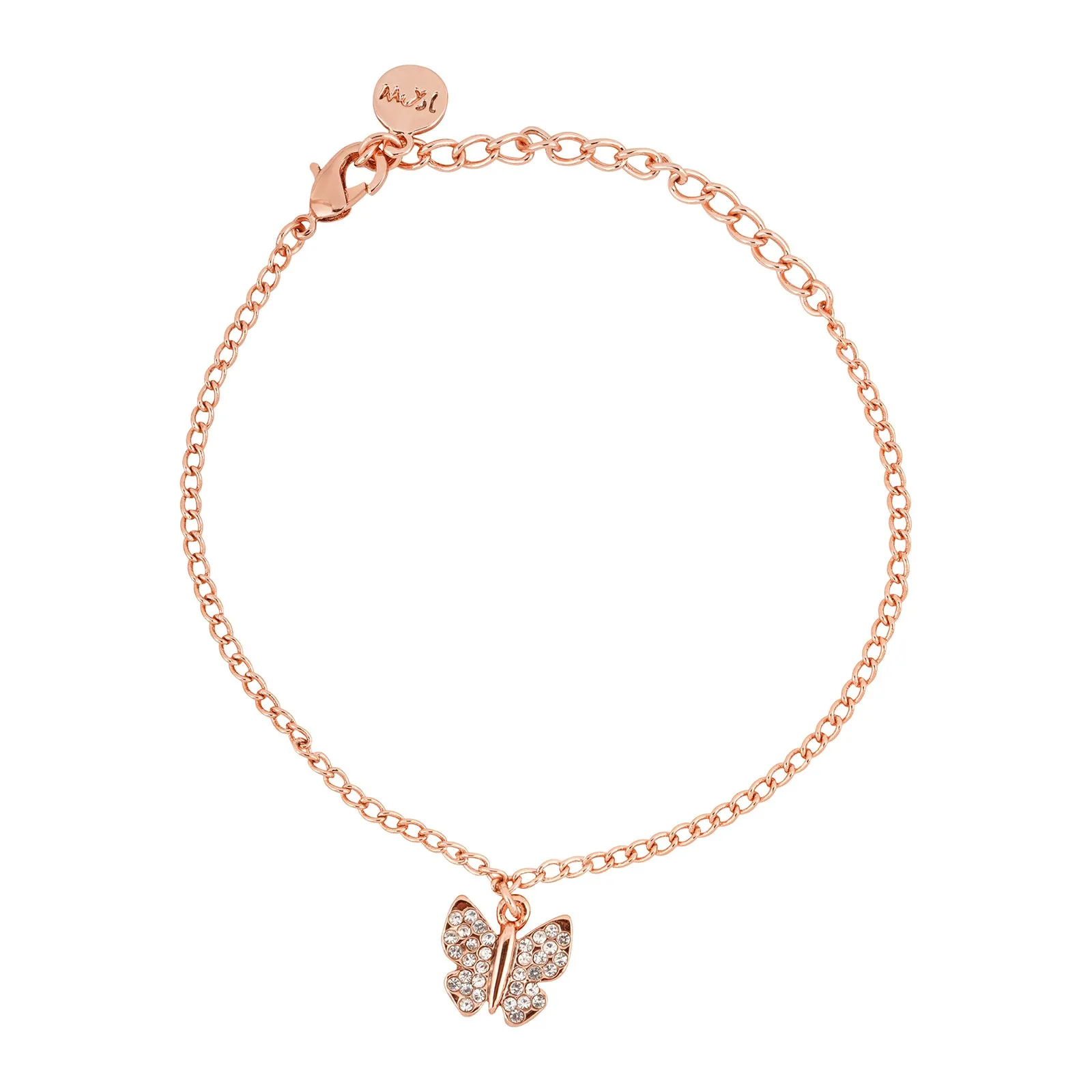 Butterfly Rhinestone Rose Gold Bracelet Charm