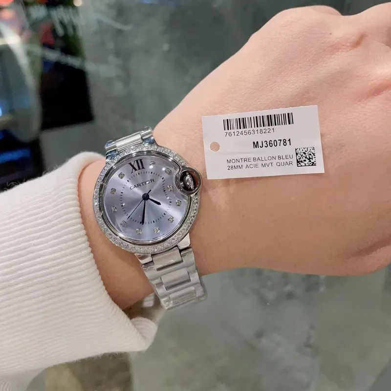 Cartier Ballon Bleu 33mm Violet Dial Silver