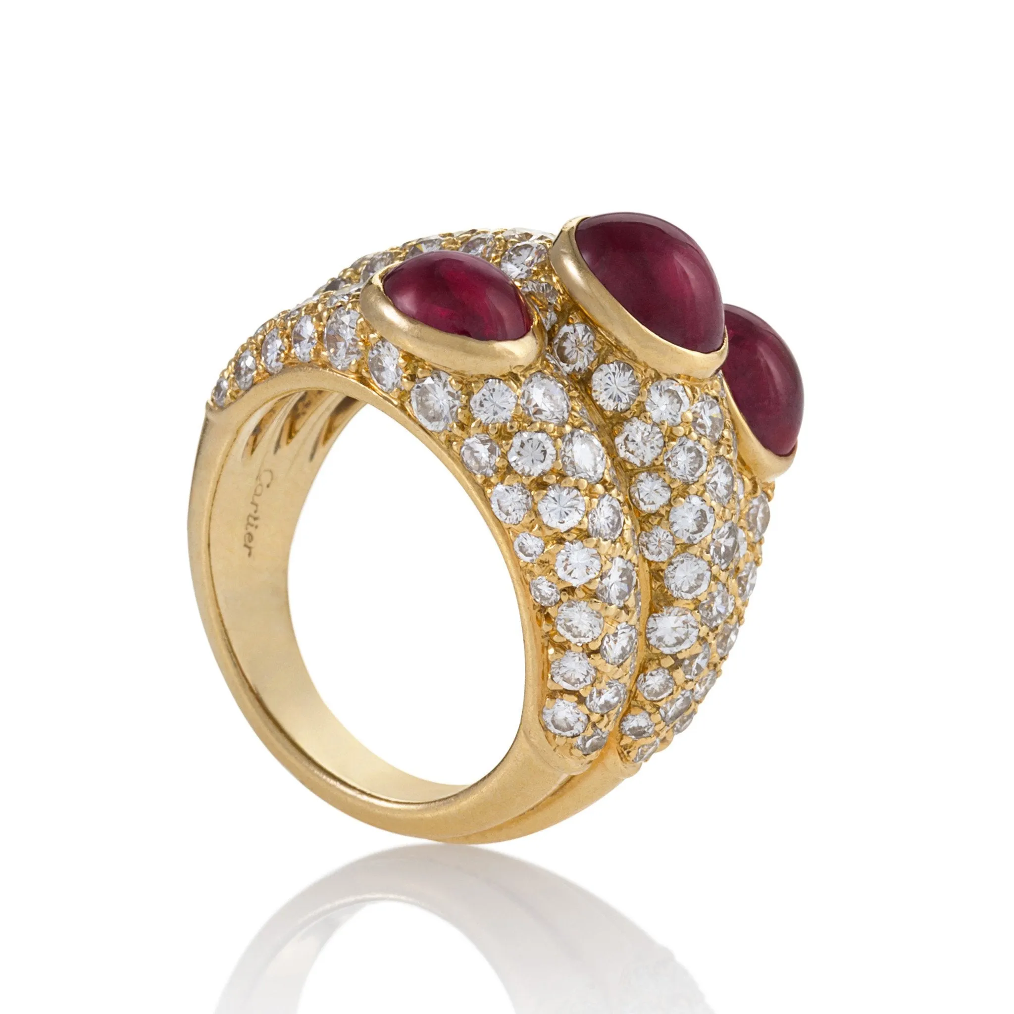 Cartier Ruby and Diamond “Three Band” Ring