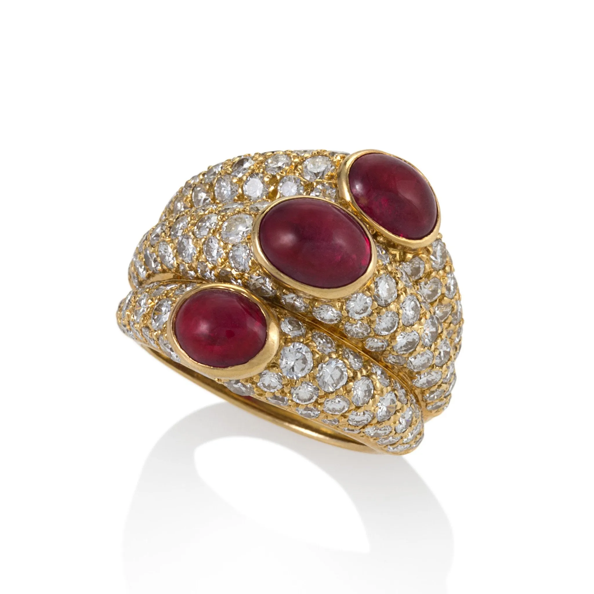 Cartier Ruby and Diamond “Three Band” Ring