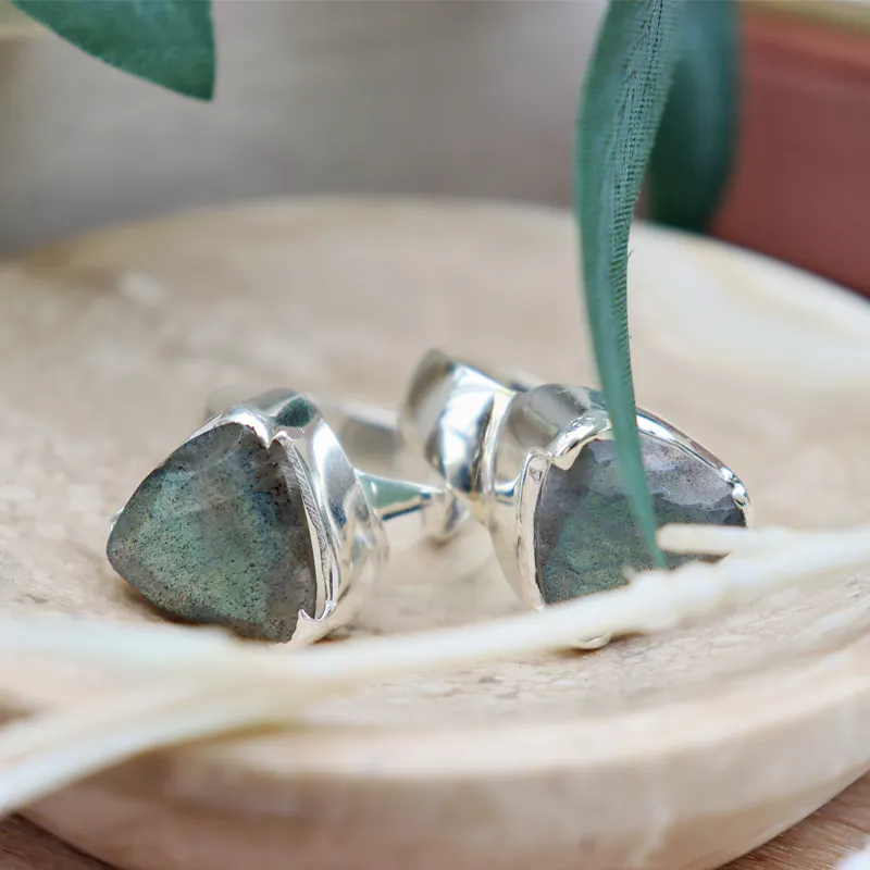 Char Labradorite Teardrop Ring