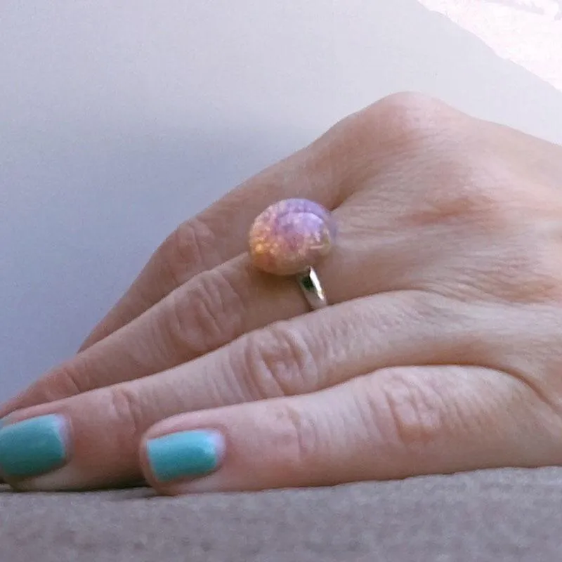 CHARLES silver opal pink ring