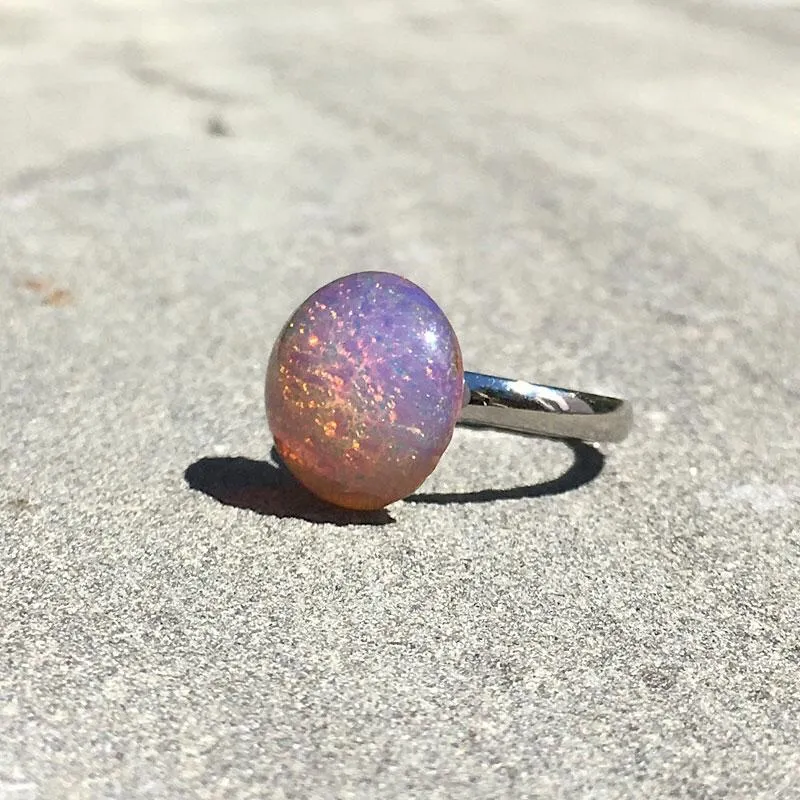 CHARLES silver opal pink ring