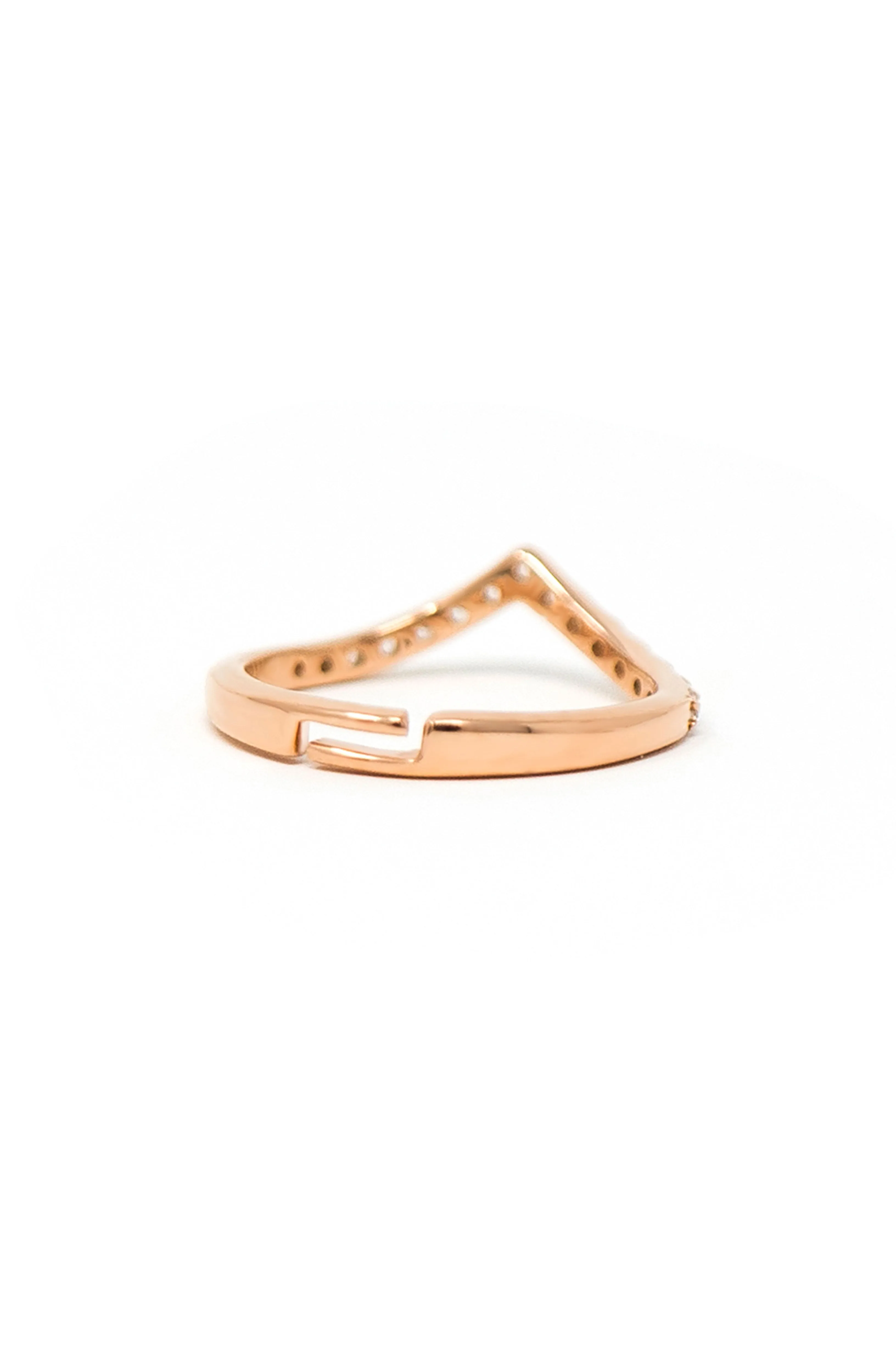 Charming Classic V Gold Plated Sterling Silver Adjustable Ring