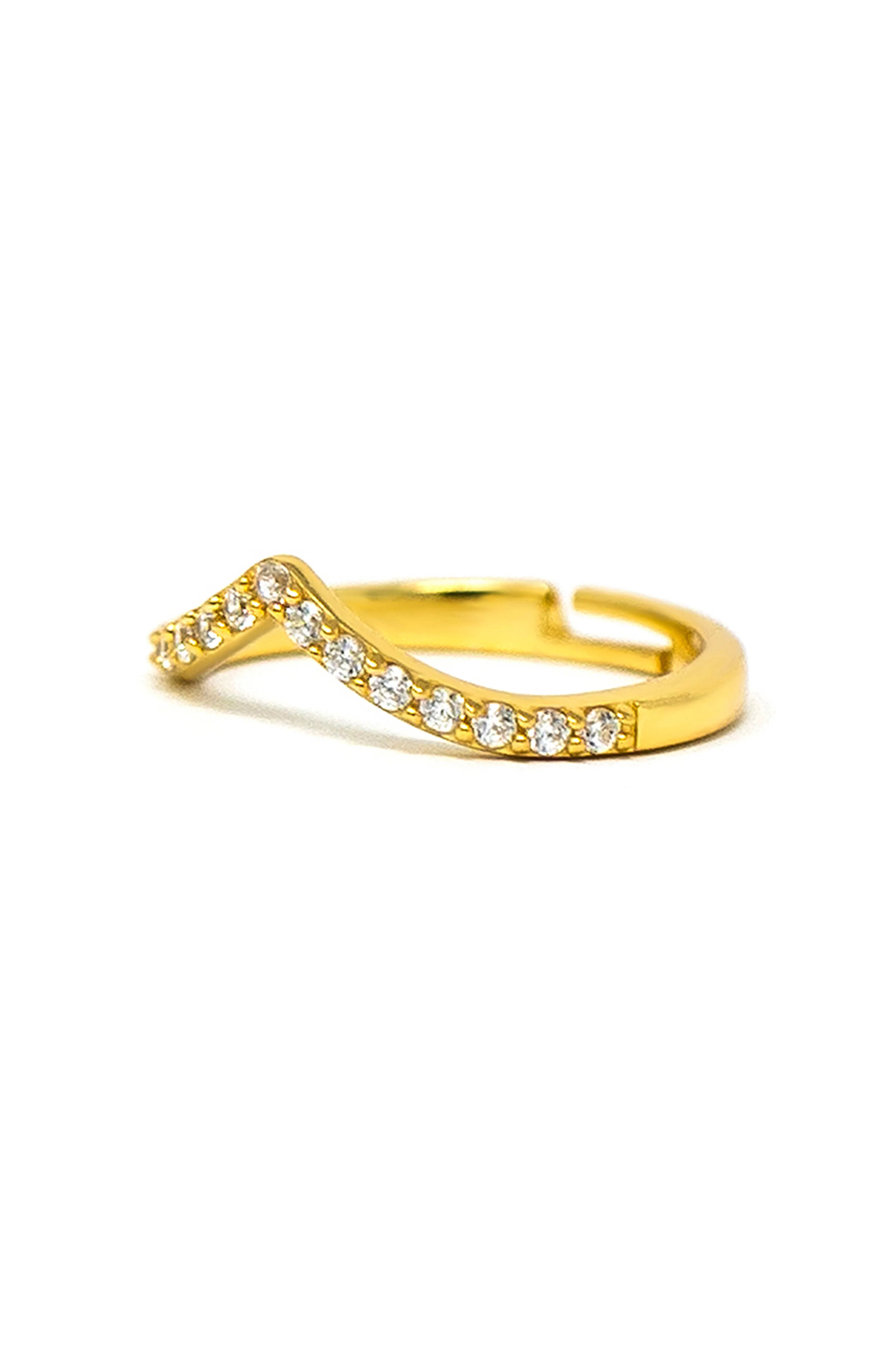 Charming Classic V Gold Plated Sterling Silver Adjustable Ring