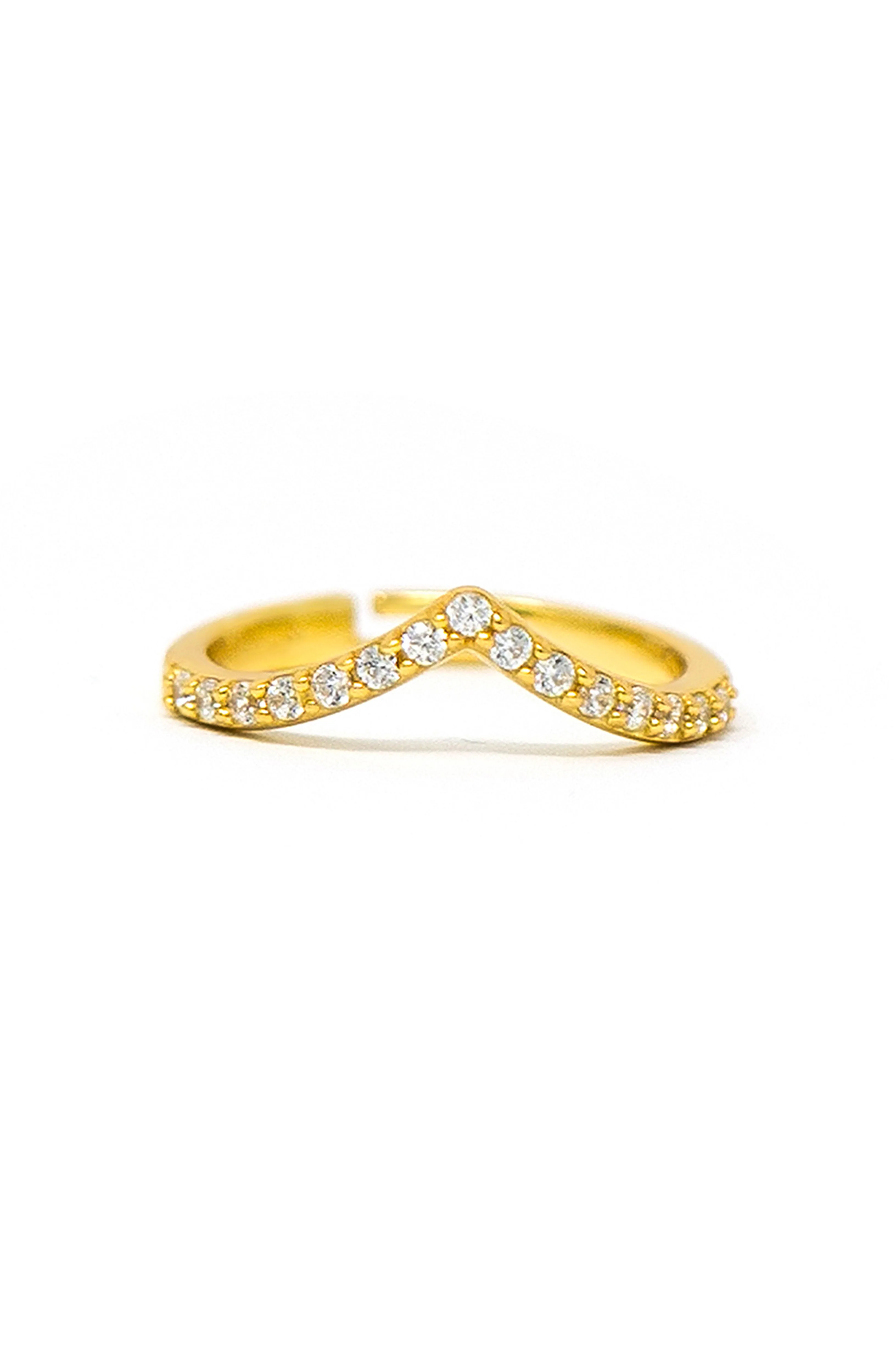 Charming Classic V Gold Plated Sterling Silver Adjustable Ring