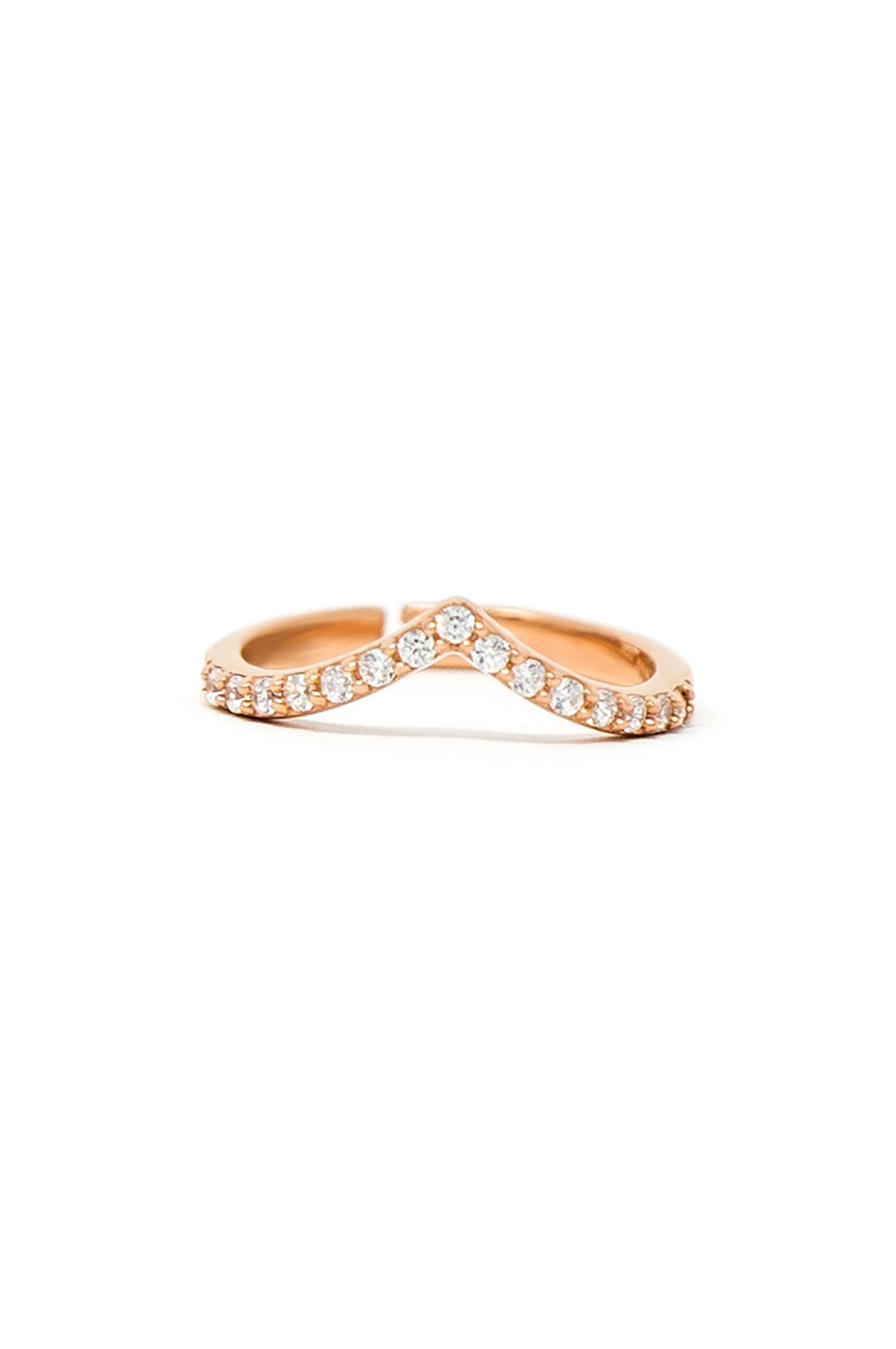 Charming Classic V Gold Plated Sterling Silver Adjustable Ring