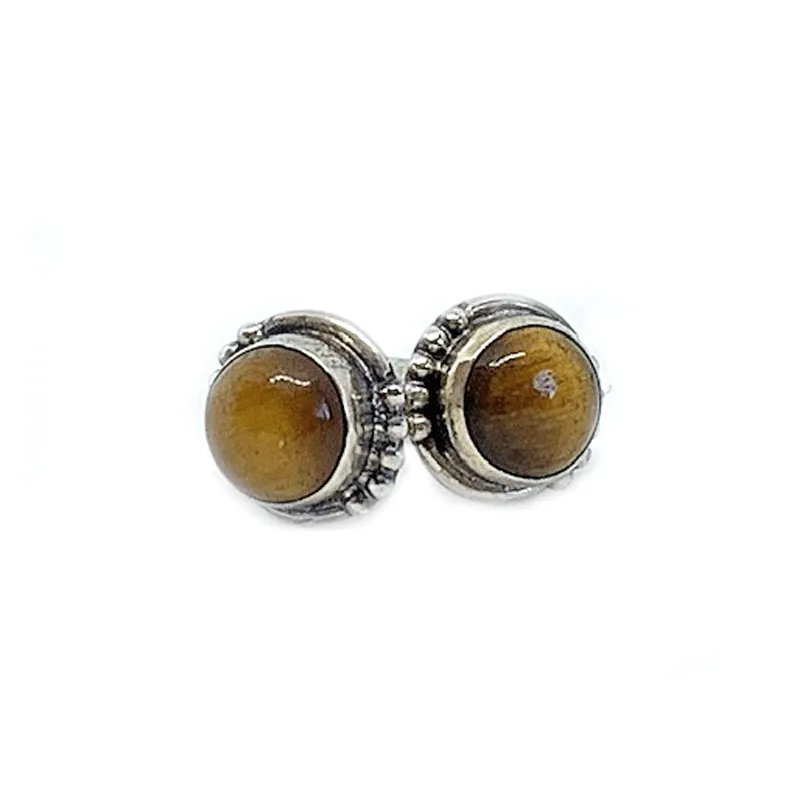 Chotto Tiger Eye Round Bohemian Earrings