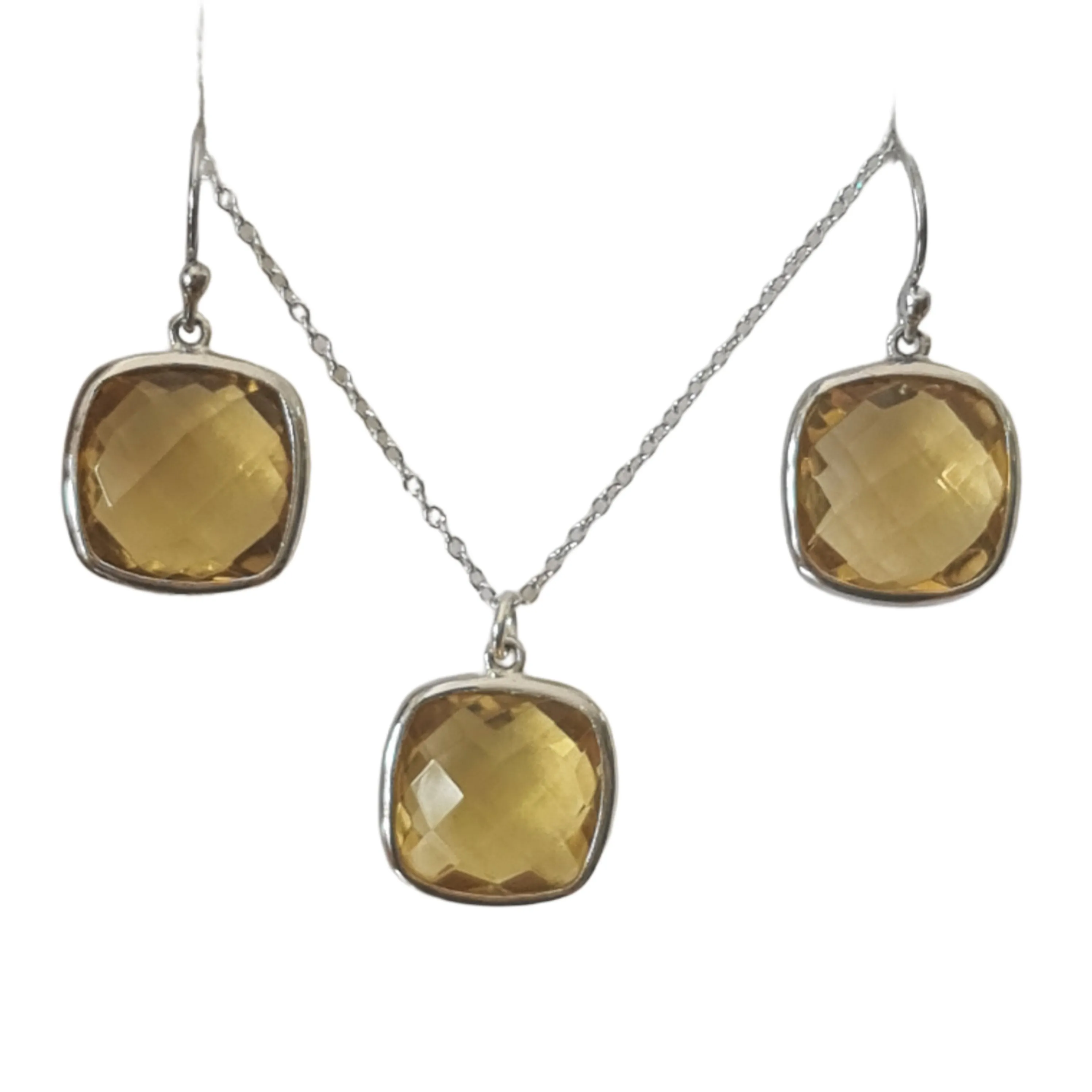 Citrine stone earrings and necklace SET