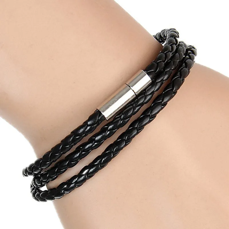 Classic Multilayer Push In Leather Bracelet