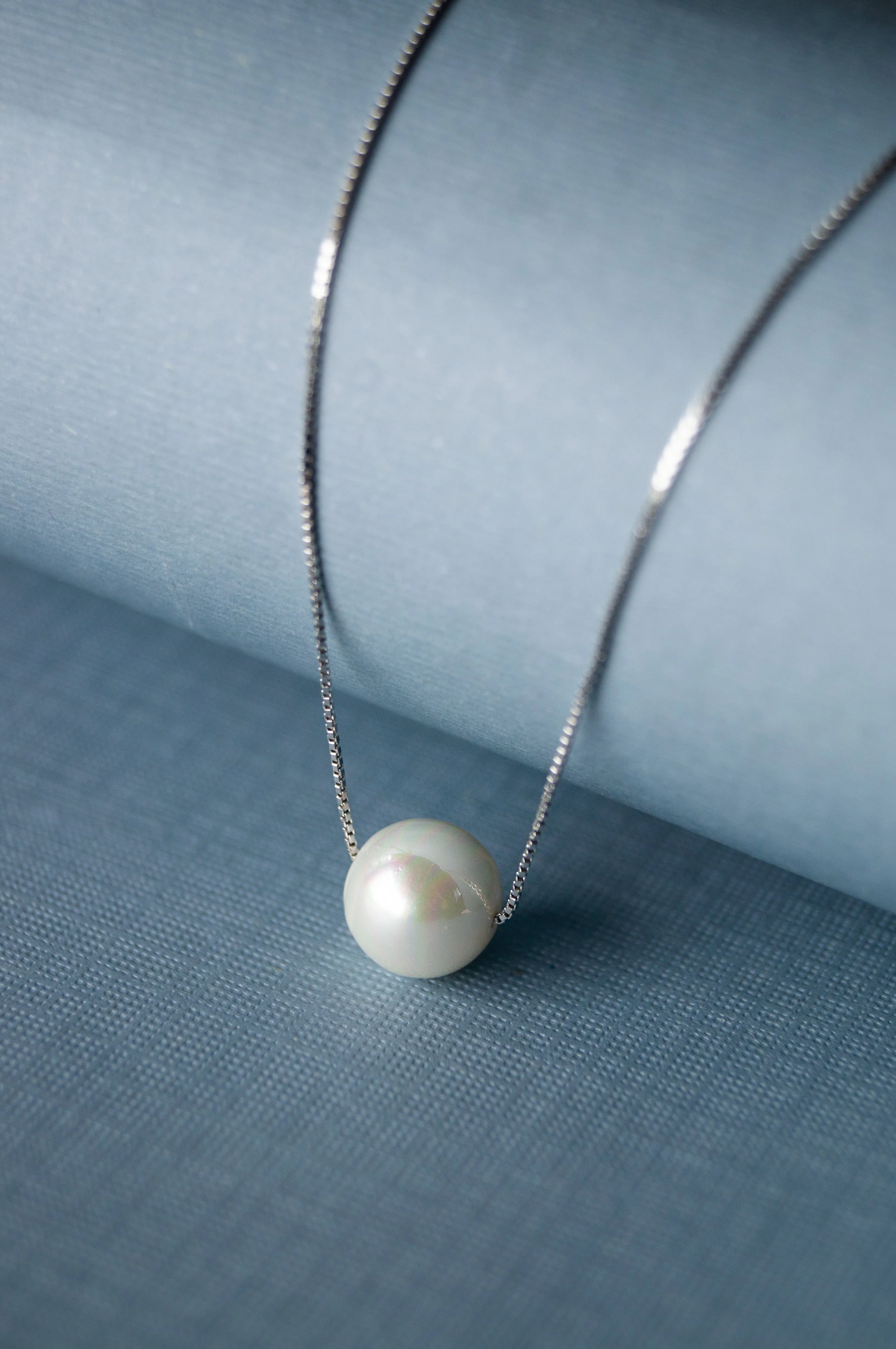 Classic Pearl Statement Rose Gold Plated Sterling Silver Necklace : 10mm Pearl