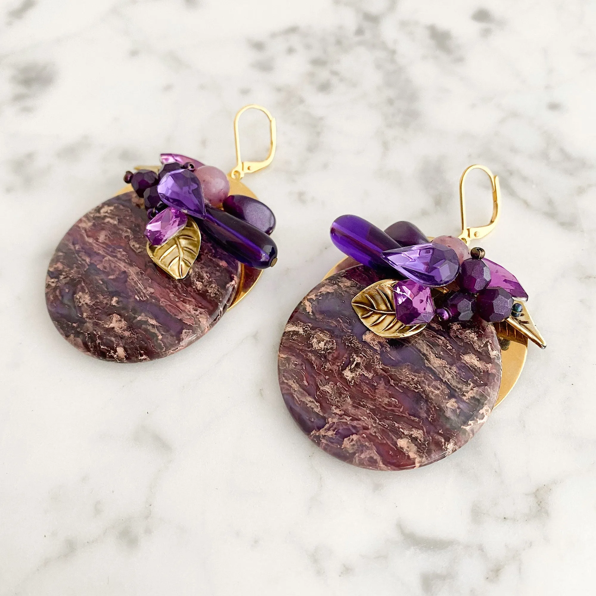 COULMAN purple statement earrings