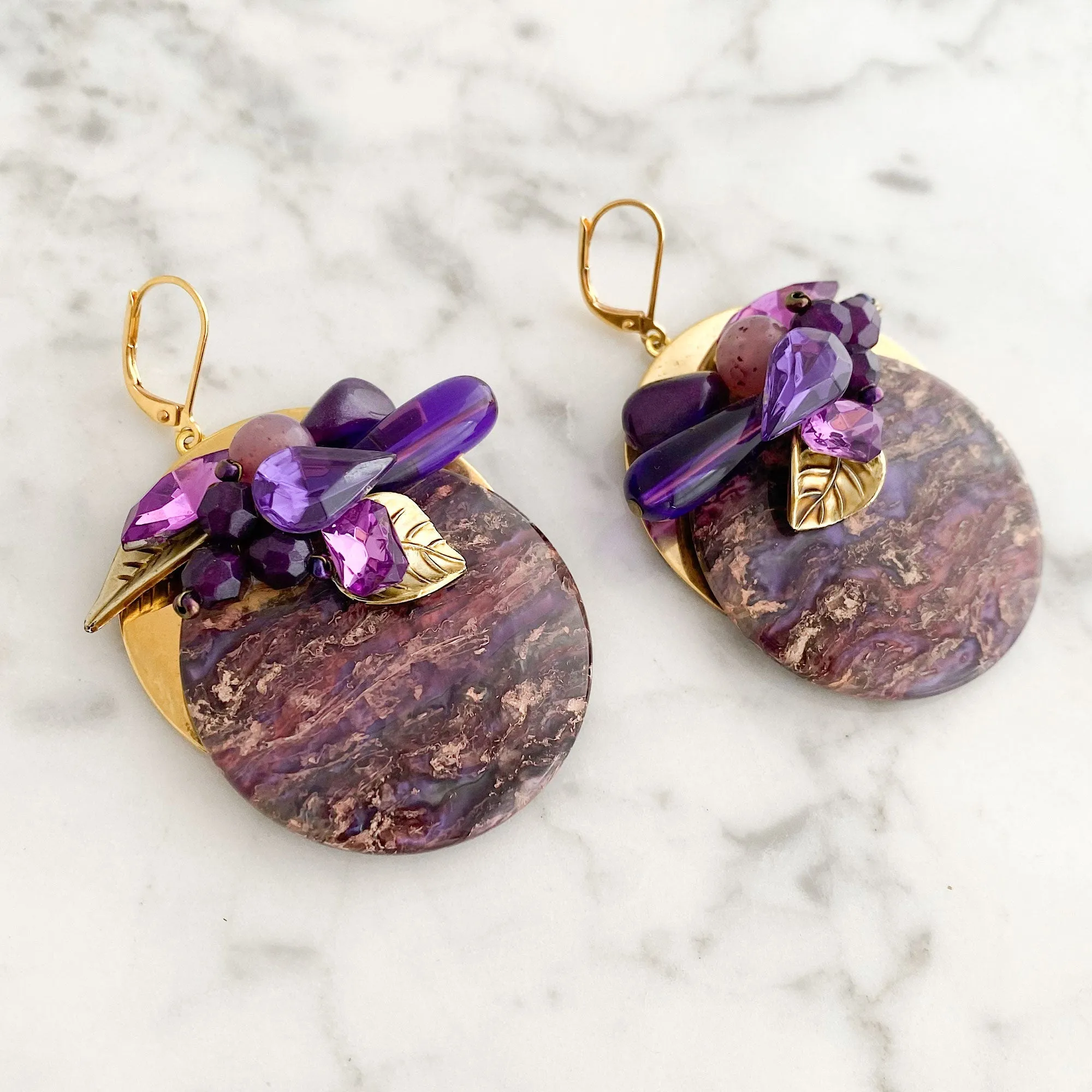 COULMAN purple statement earrings