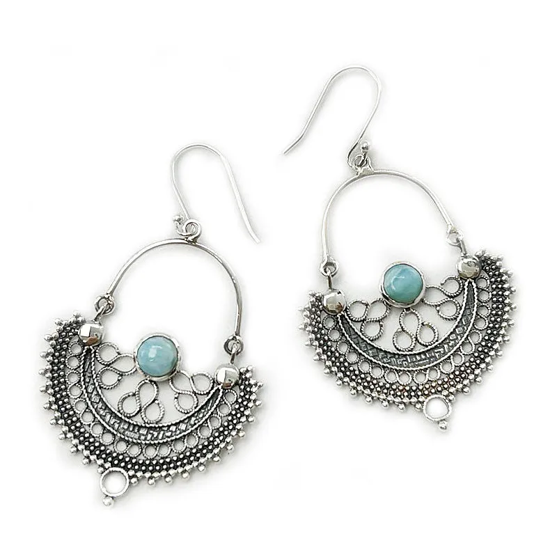 Crest Larimar Boho Drop Earrings