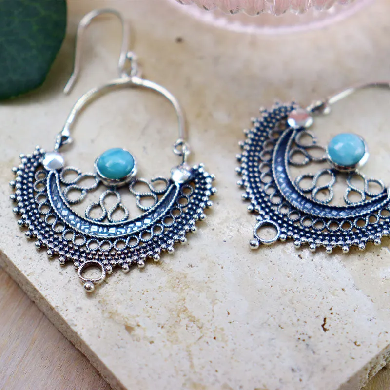 Crest Larimar Boho Drop Earrings