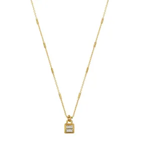 Crystal Baguette Padlock Necklace