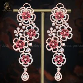 Crystal Ruby Rose Gold AD Earrings