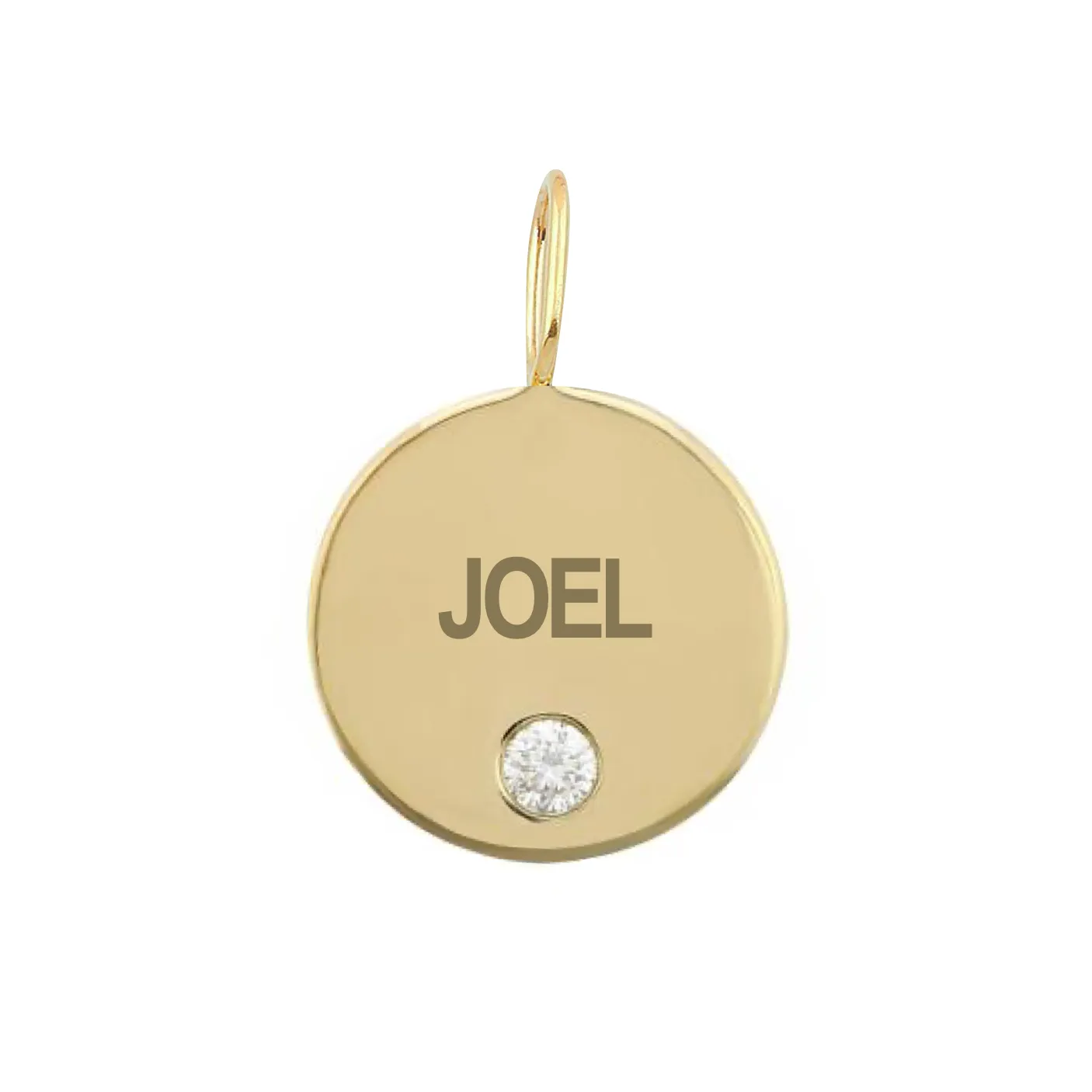 Custom Gold Disc Charm with Tiny Diamond