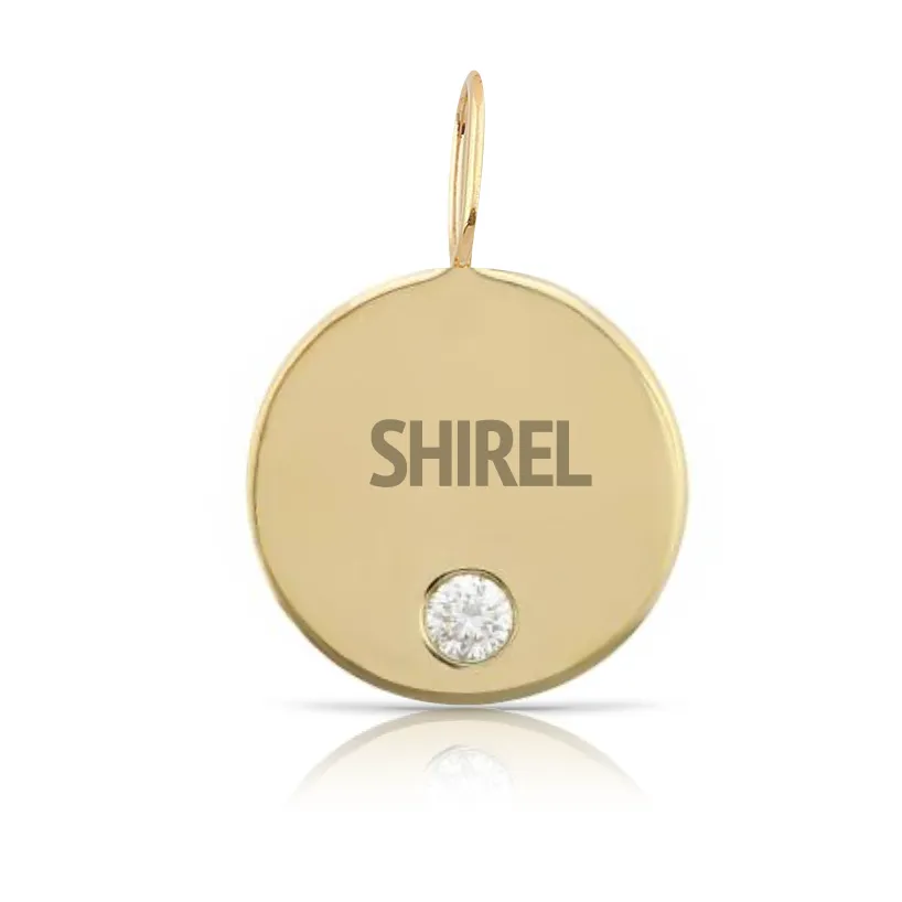 Custom Gold Disc Charm with Tiny Diamond