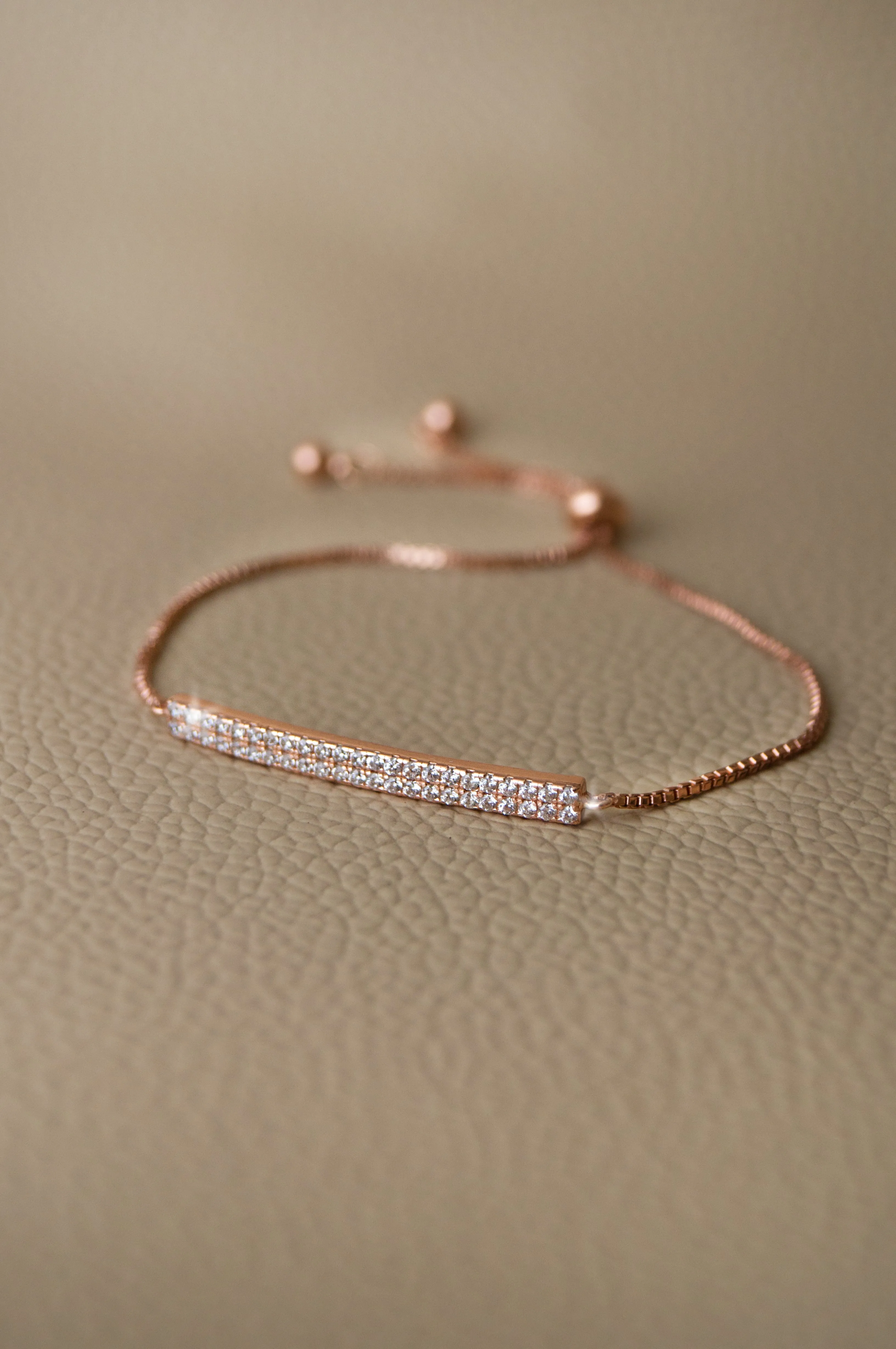 Dainty Sparkle Bar Sterling Silver Pull Chain Bracelet