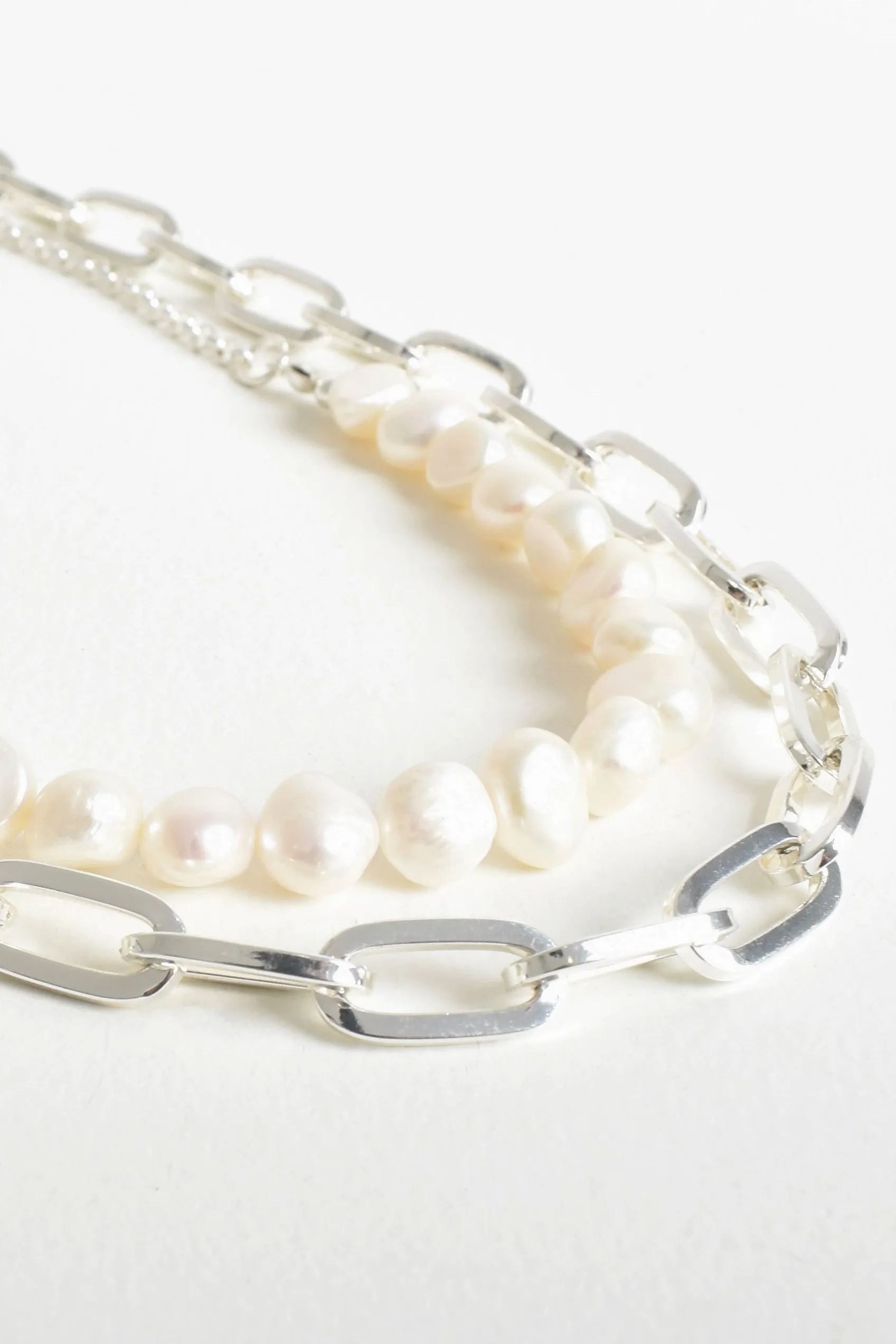 Dana Silver and Pearl Necklace - Silver