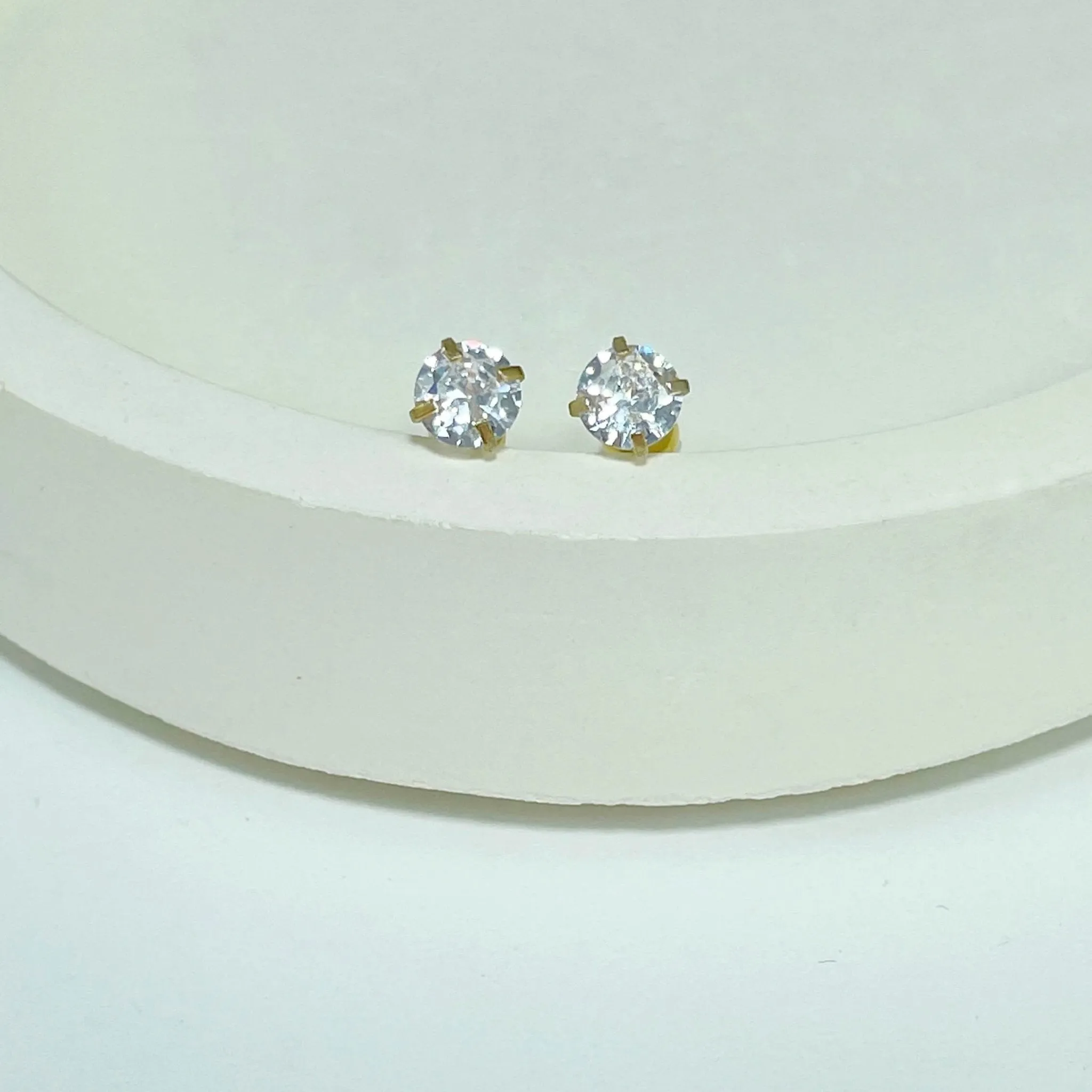 Diamond Barbell Earring - Gold