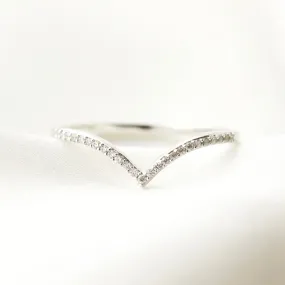 Diamond Wishbone Stacking Ring - Size UK M