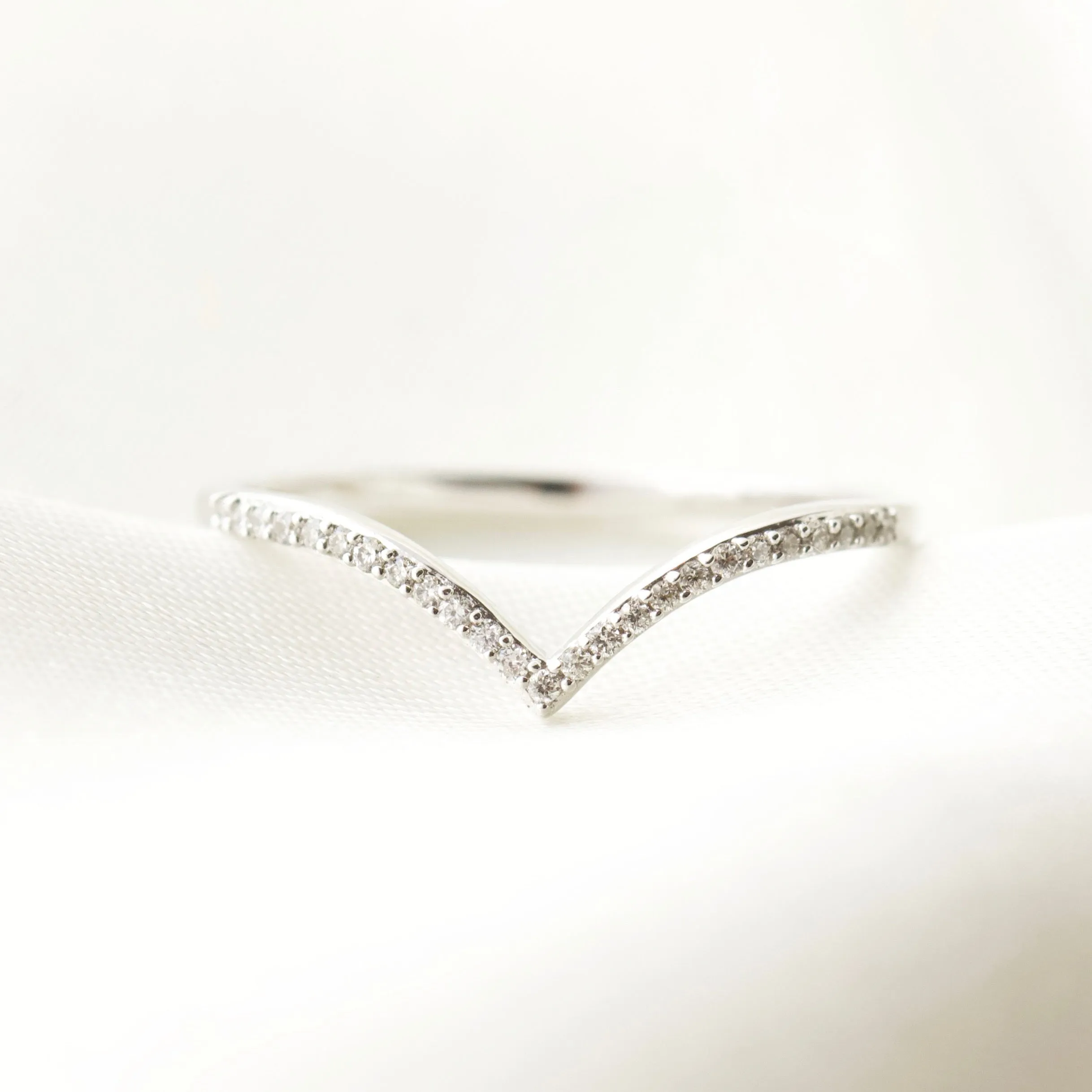 Diamond Wishbone Stacking Ring - Size UK M