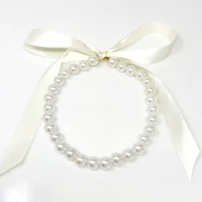 DOTTY ivory ribbon pearl necklace