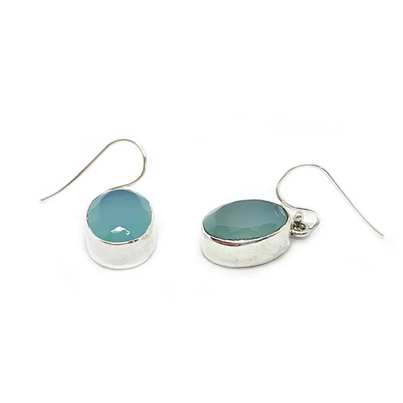 Eka Chalcedony Oval Silver Earrings