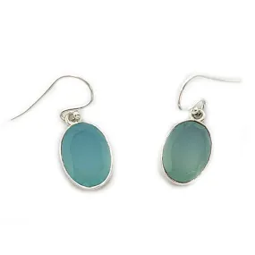 Eka Chalcedony Oval Silver Earrings