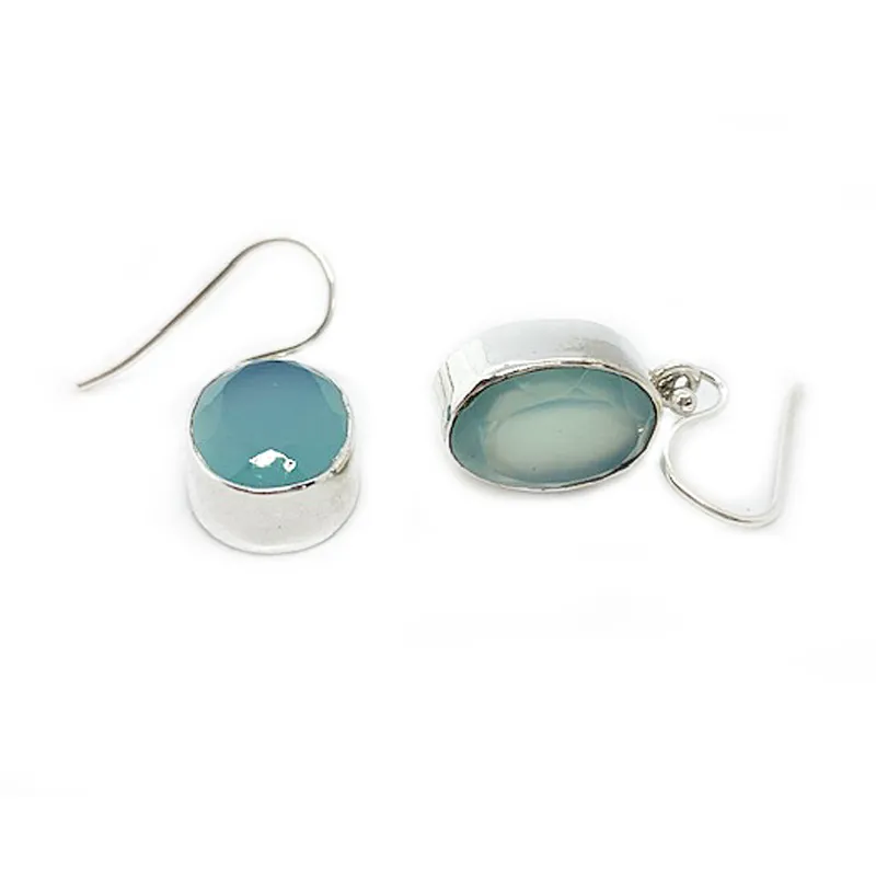 Eka Chalcedony Oval Silver Earrings