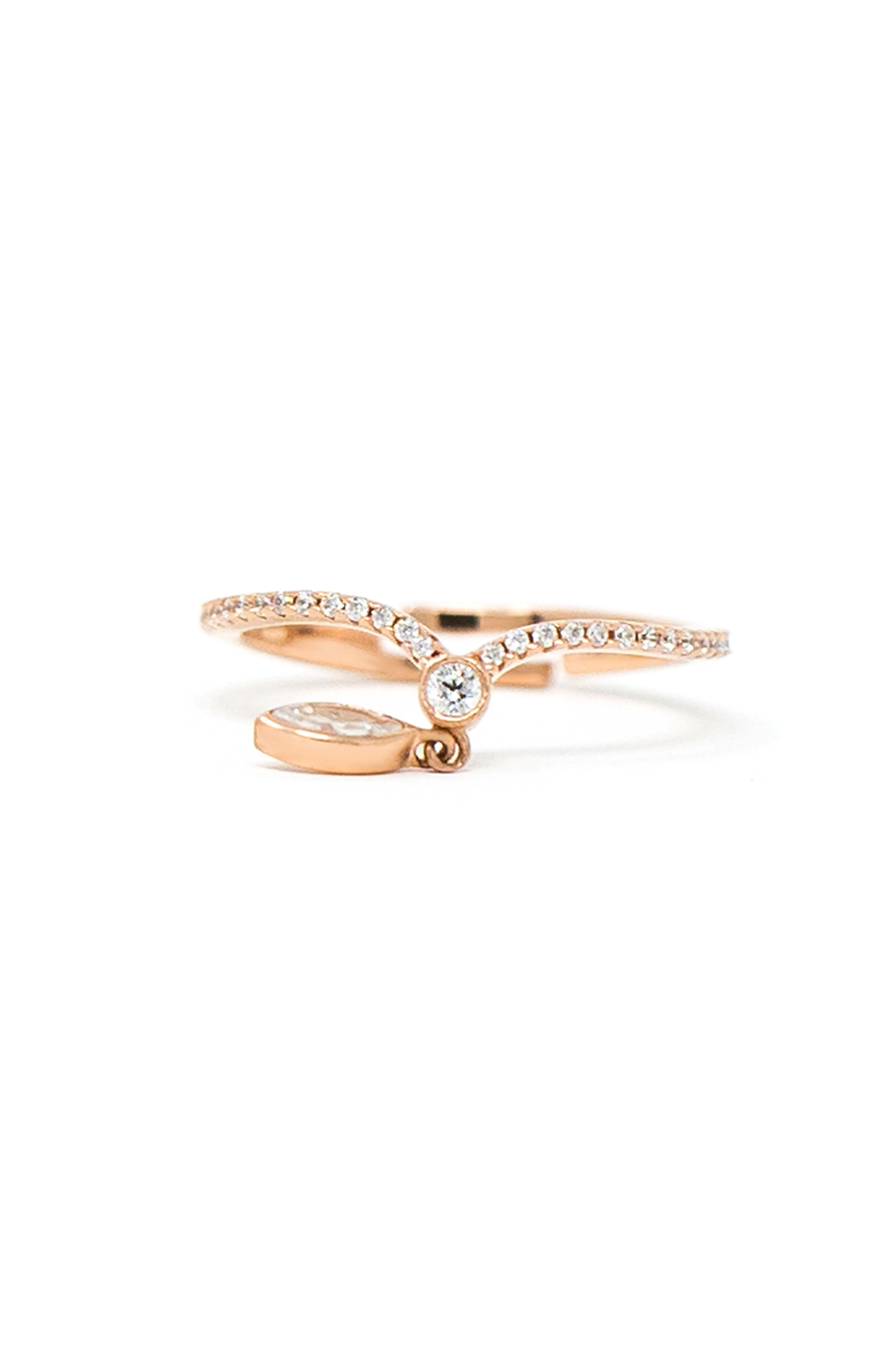 Elegantly Charming Rose Gold Plated Sterling Silver Adjustable Ring