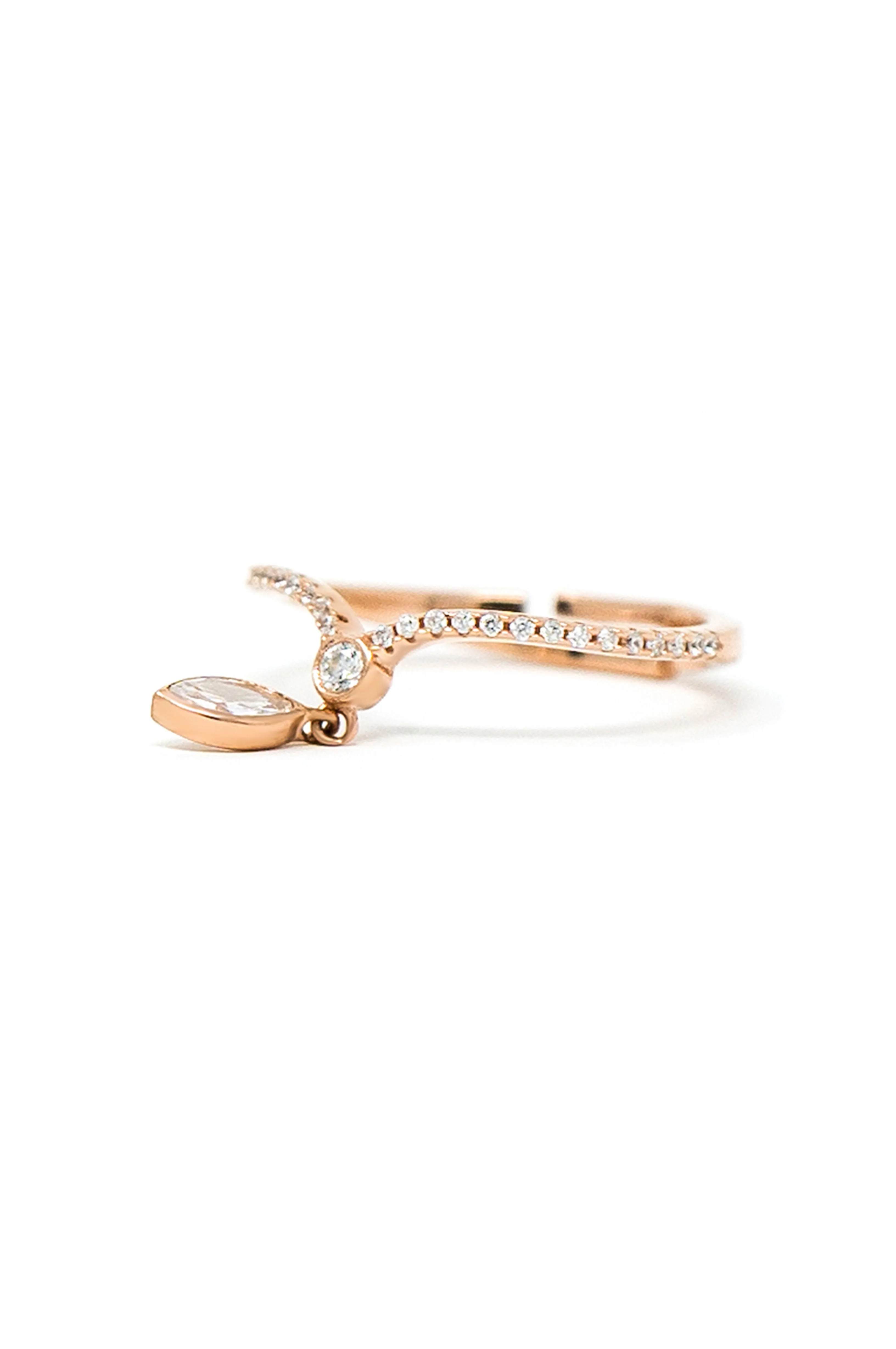 Elegantly Charming Rose Gold Plated Sterling Silver Adjustable Ring