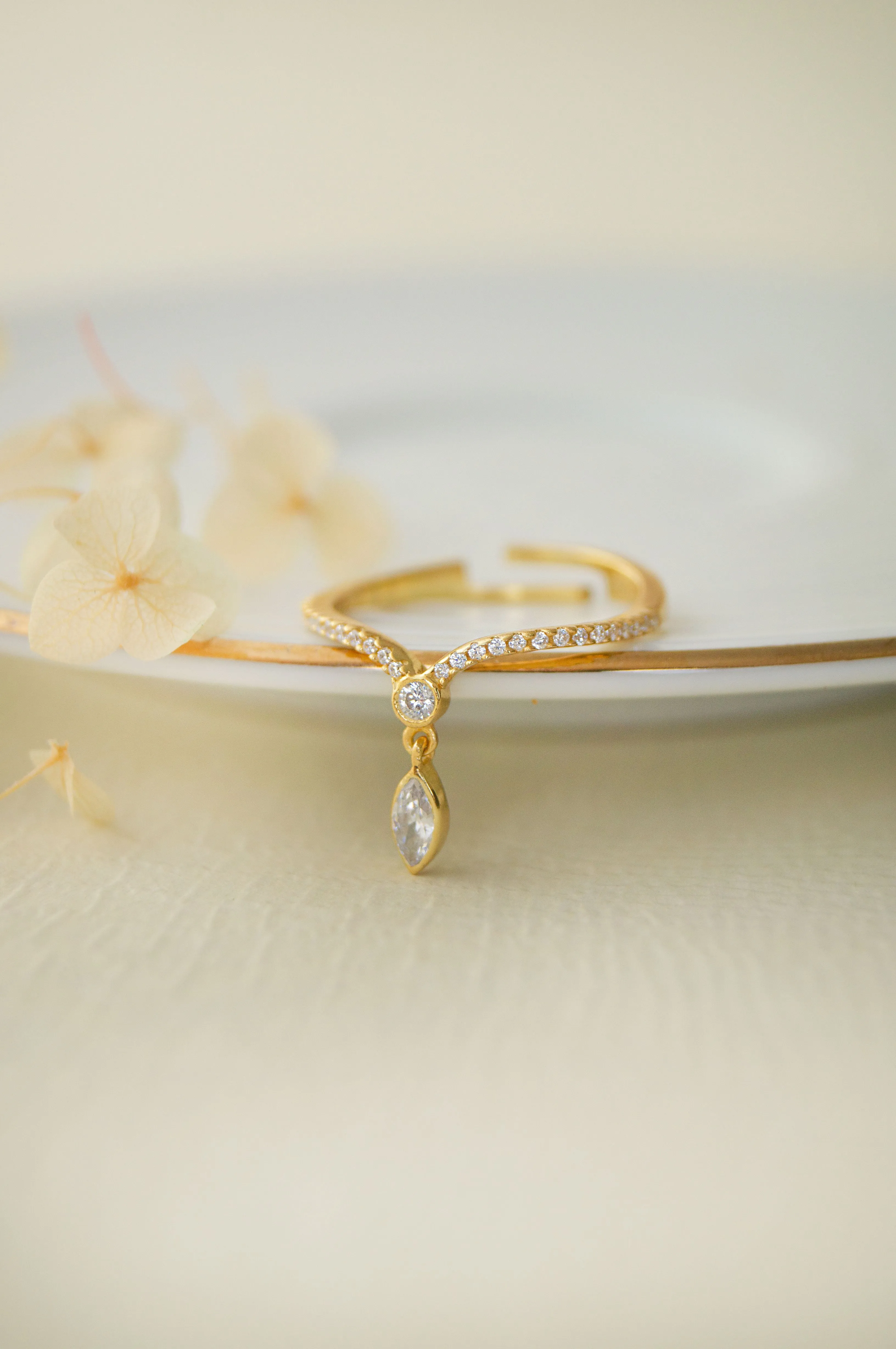 Elegantly Charming Rose Gold Plated Sterling Silver Adjustable Ring