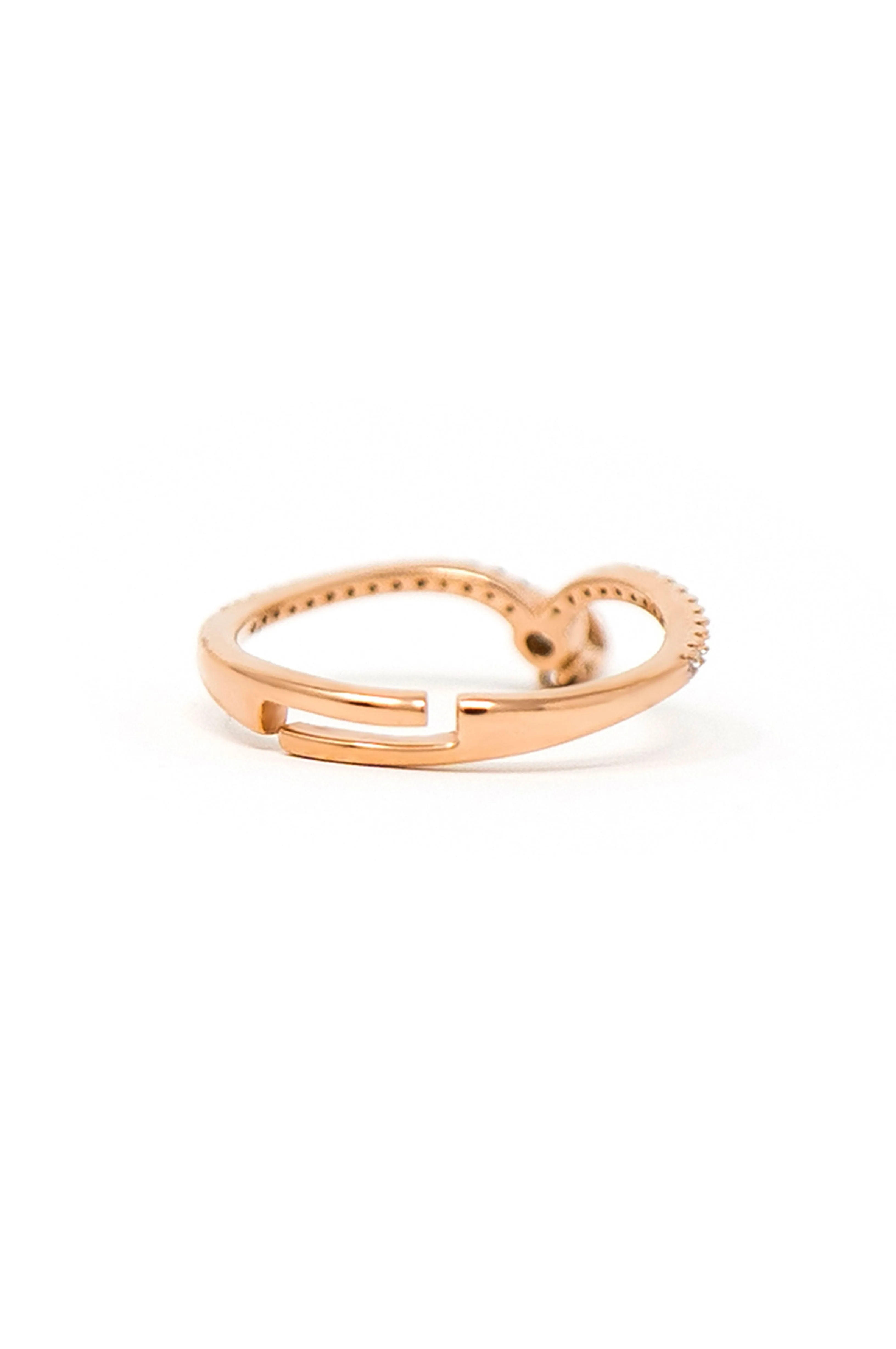 Elegantly Charming Rose Gold Plated Sterling Silver Adjustable Ring