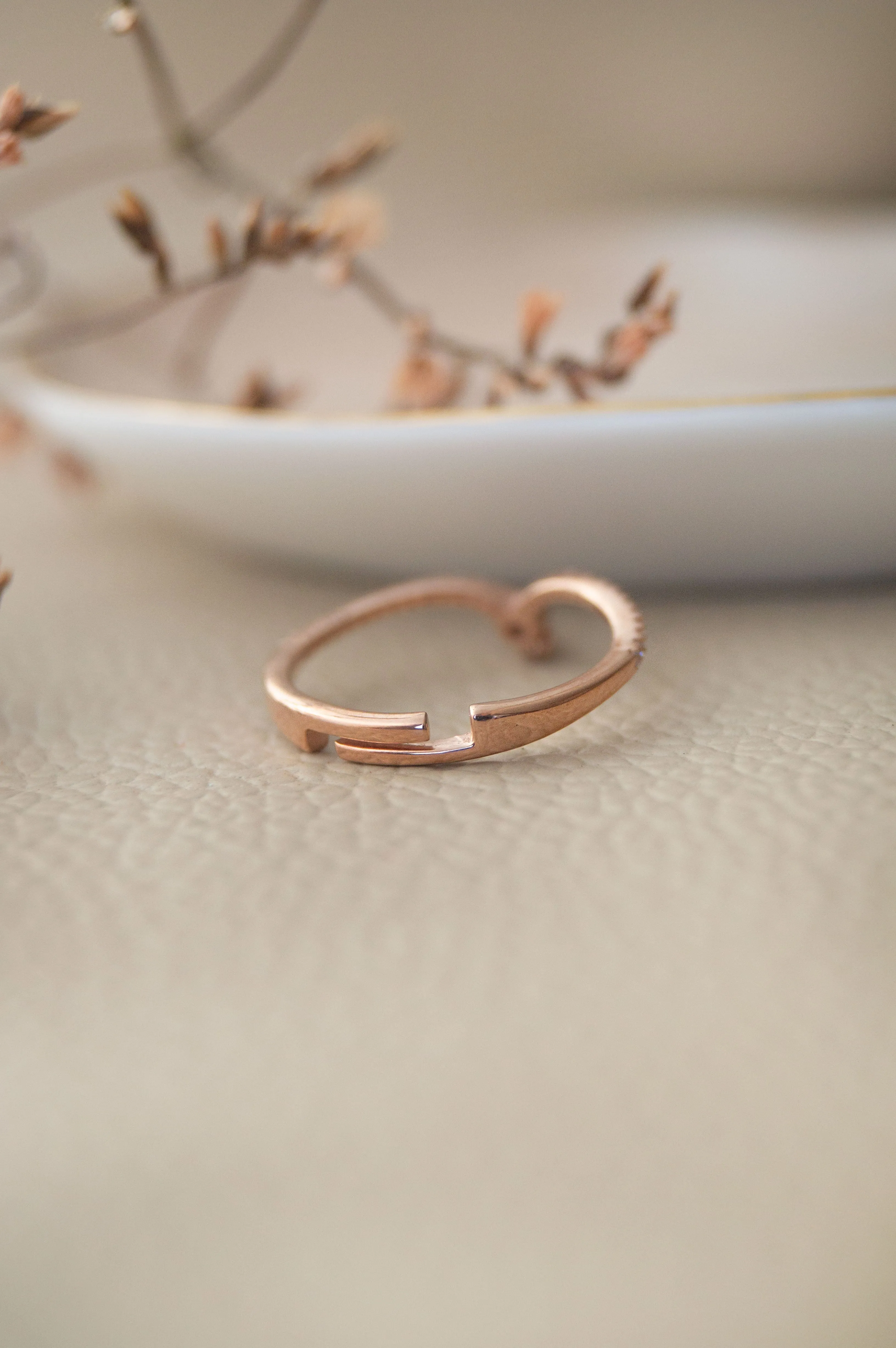 Elegantly Charming Rose Gold Plated Sterling Silver Adjustable Ring