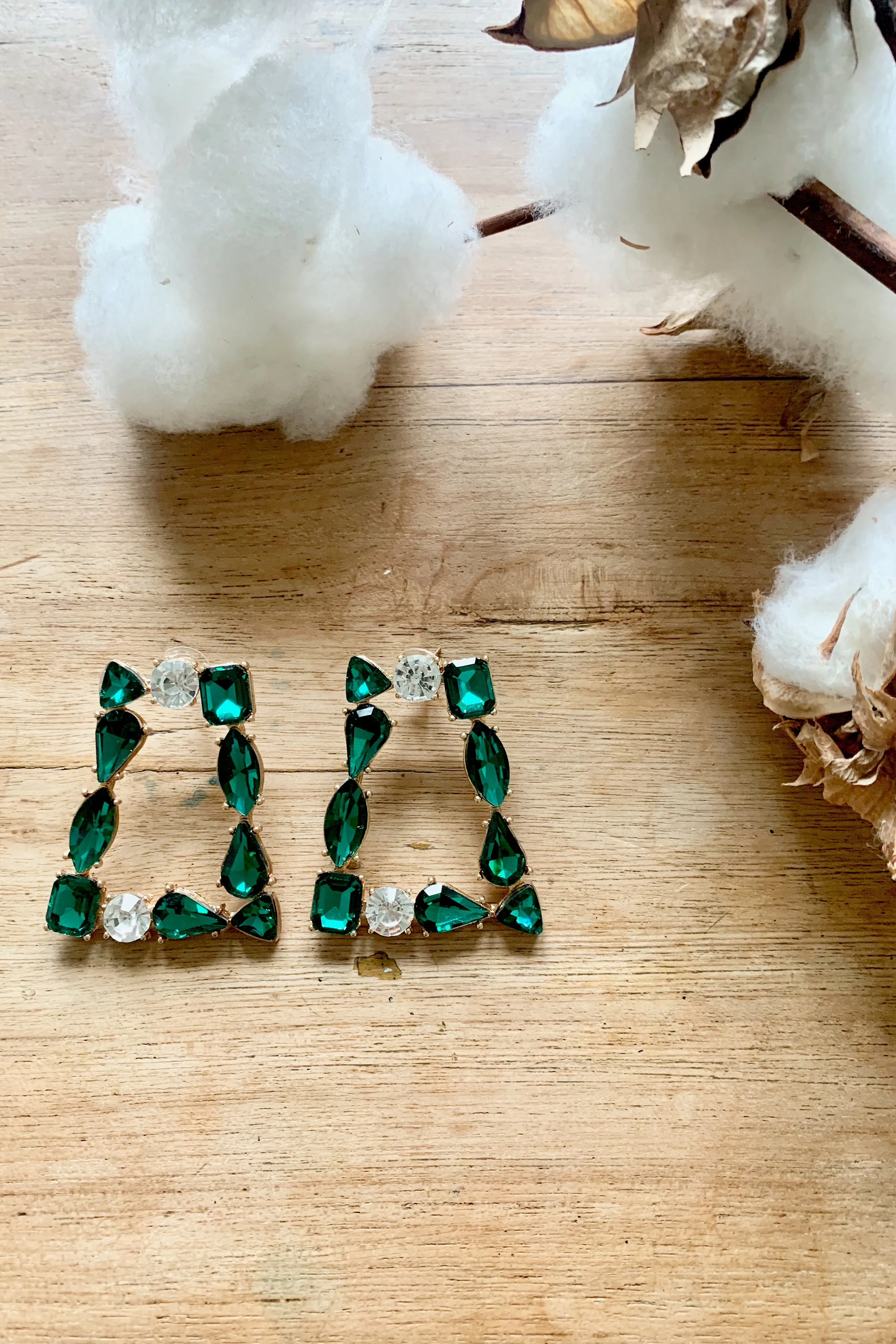 Emerald Diamante Earrings