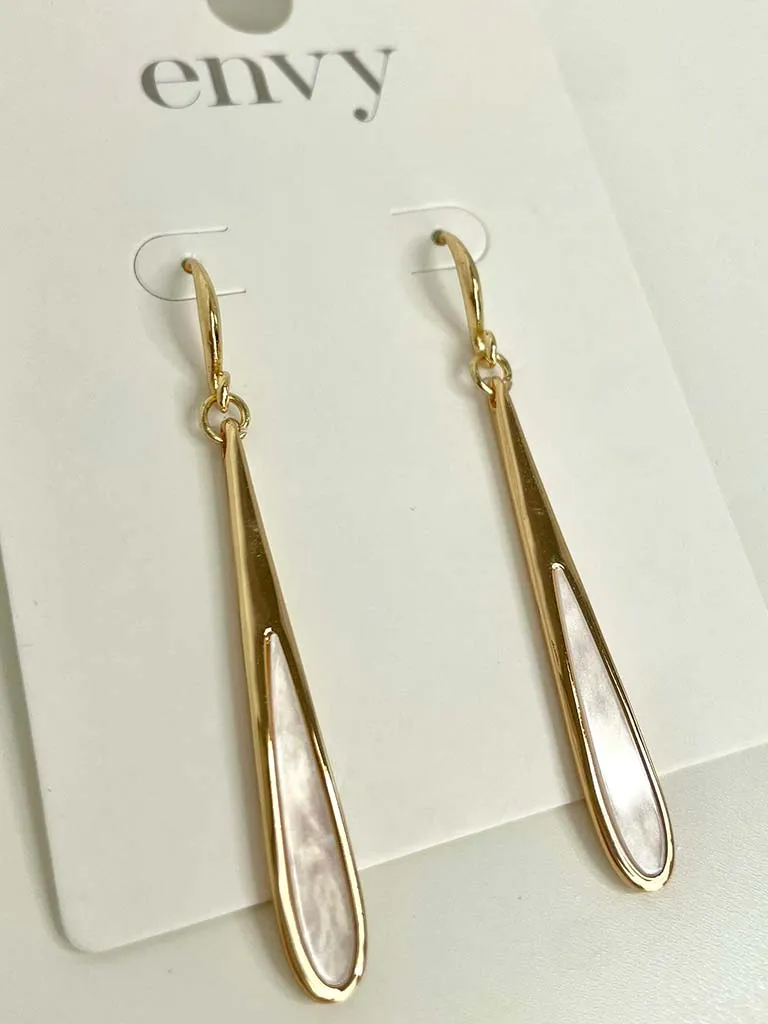 Envy Pearlescent Teardrop Earrings - Gold