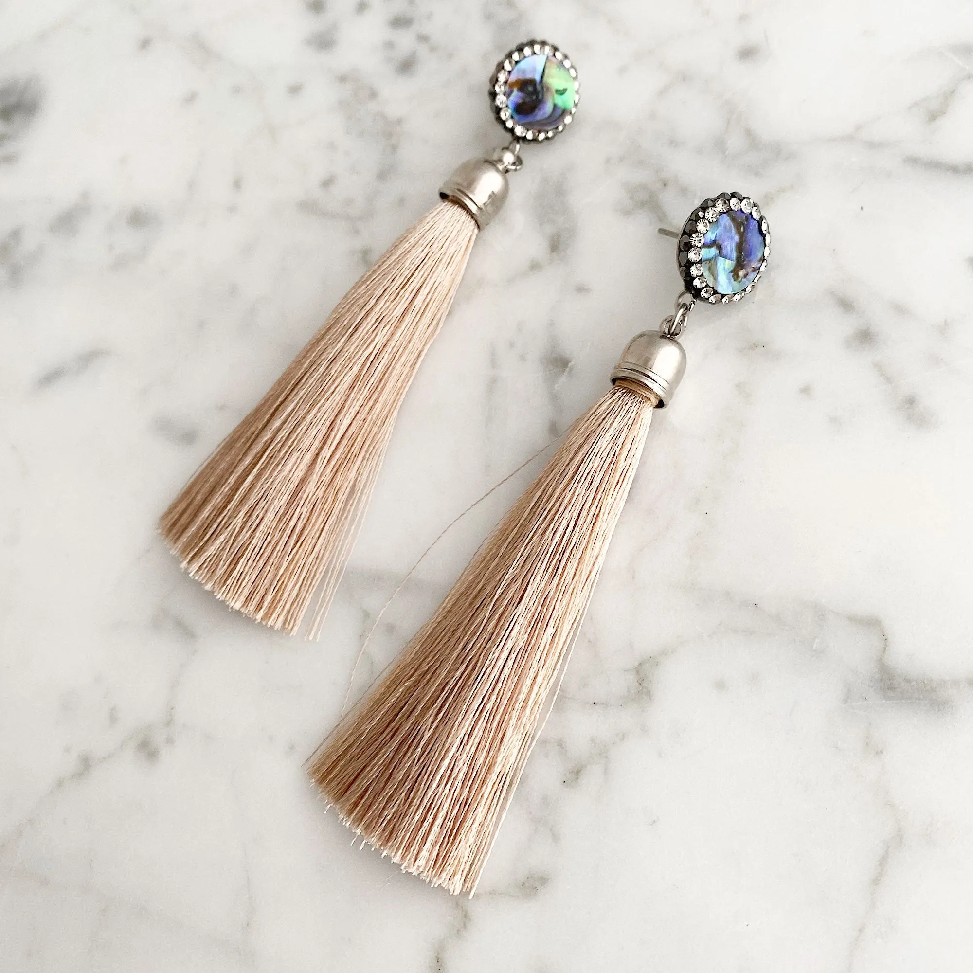 ESSIE champagne tassel stud earrings