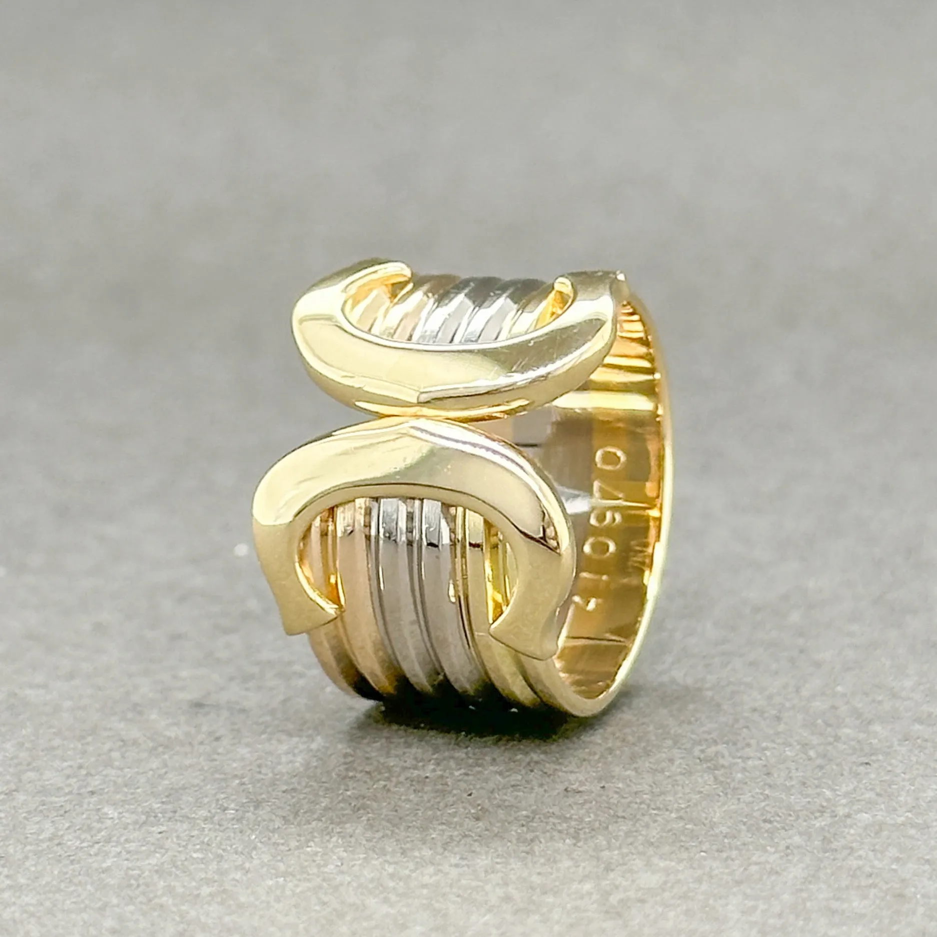 Estate Cartier 18K Tri Color Gold Double C De Cartier Ring