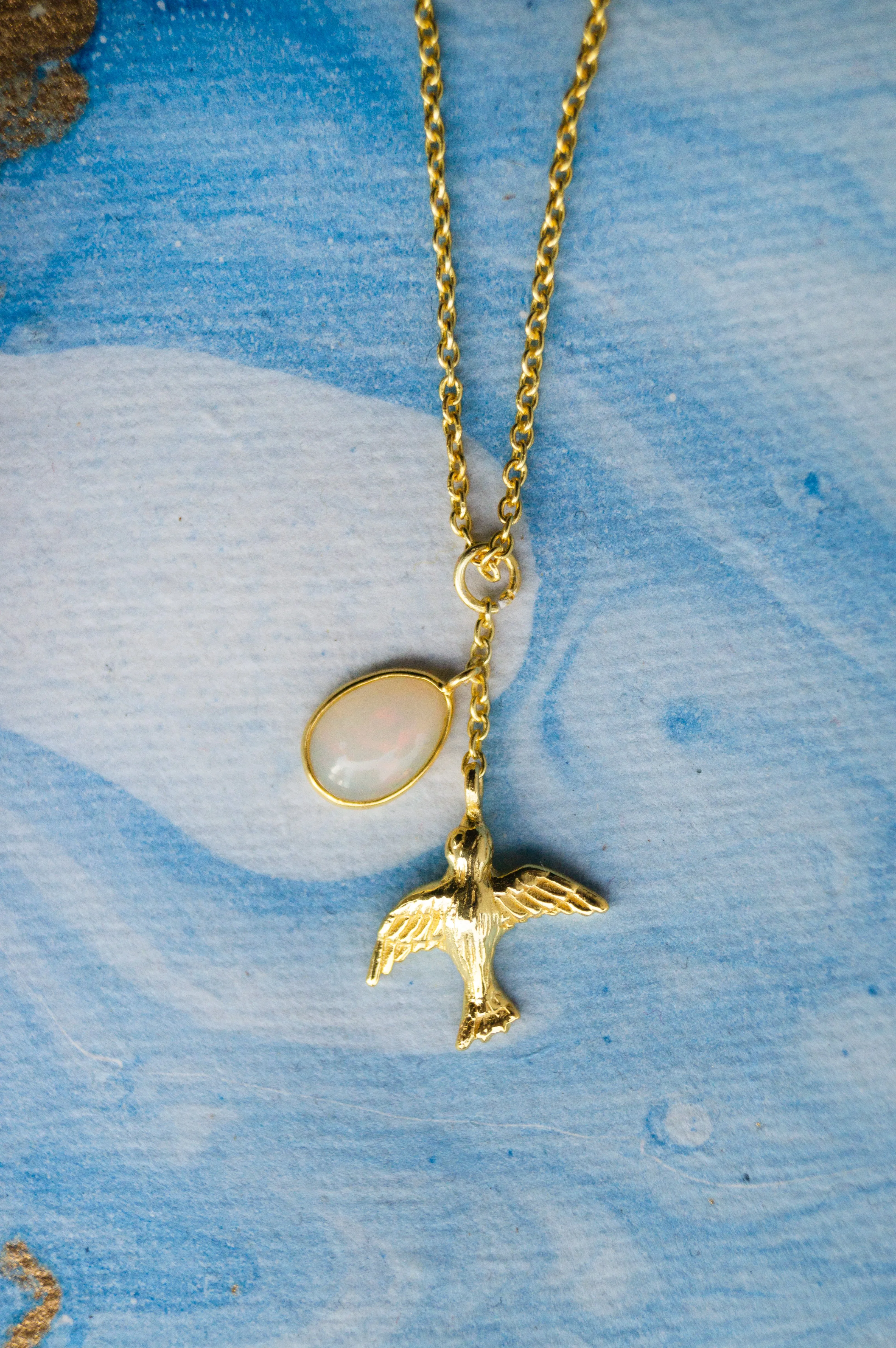 Fly Free Birdie Gold Plated Statement Sterling Silver Pendant Necklace