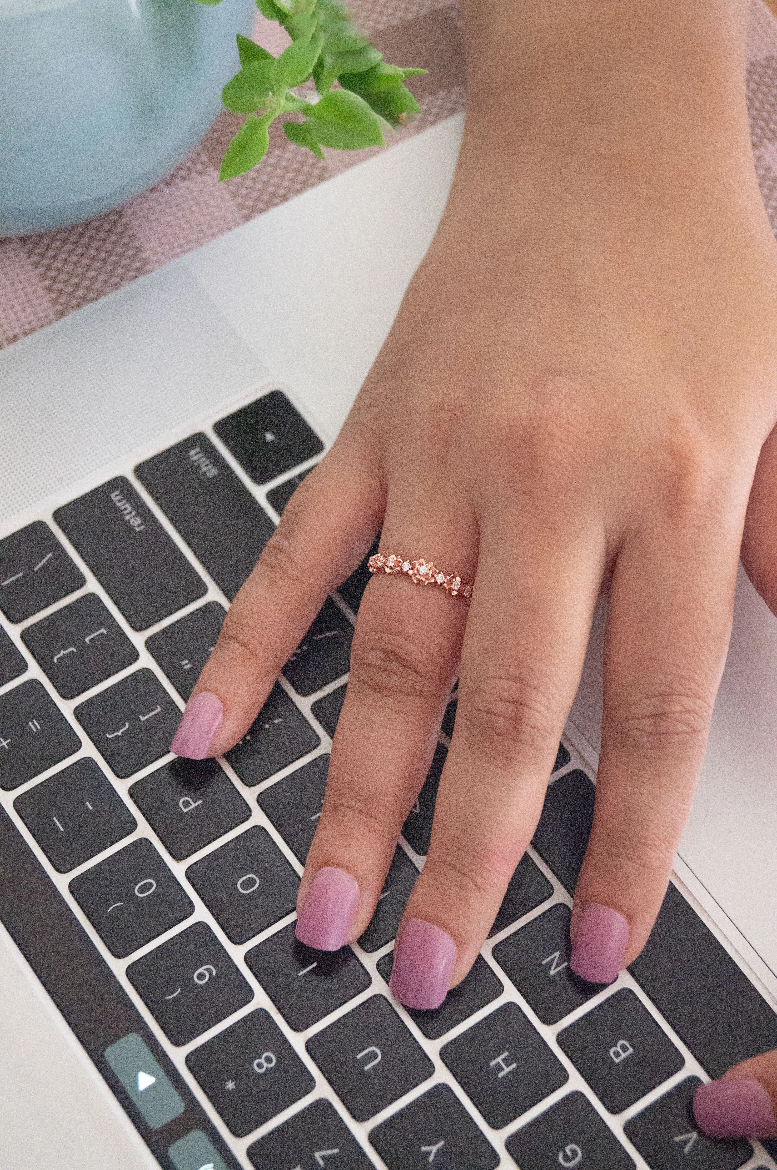 Garden Of Roses Rose Gold Plated Sterling Silver Rings