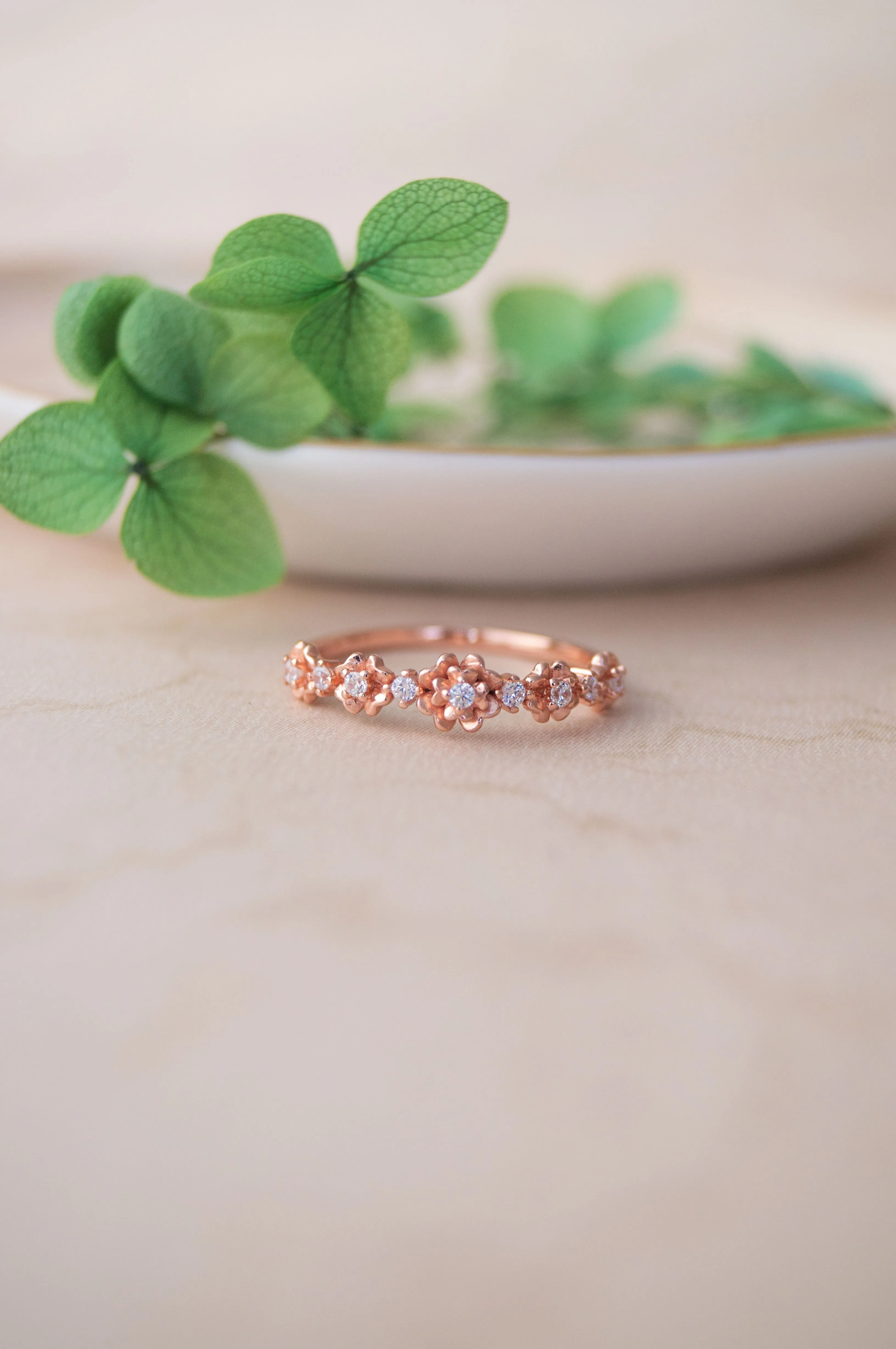 Garden Of Roses Rose Gold Plated Sterling Silver Rings