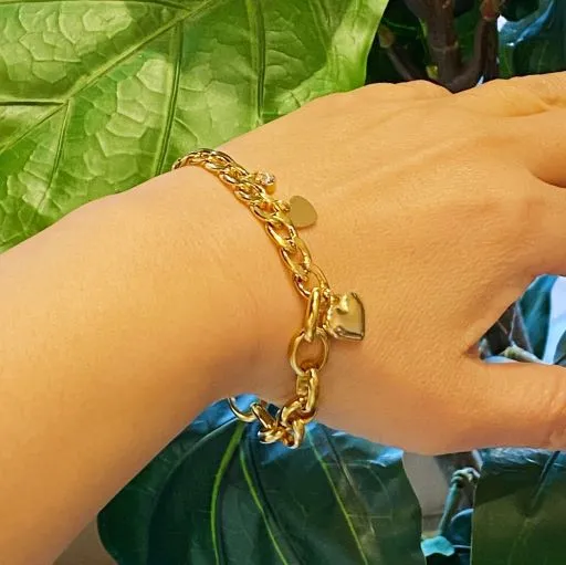 Gold Heart Charm Bracelet