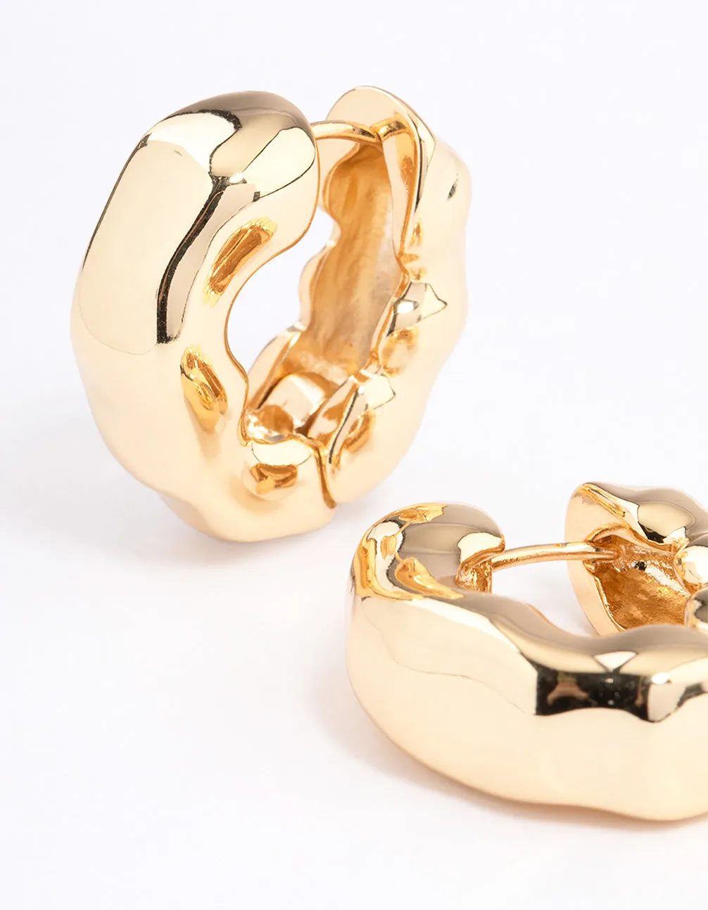 Gold Plated Chubby Warped Hoop Earrings