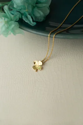 Good Luck Clover Gold Plated Sterling Silver Charm Pendant With Chain