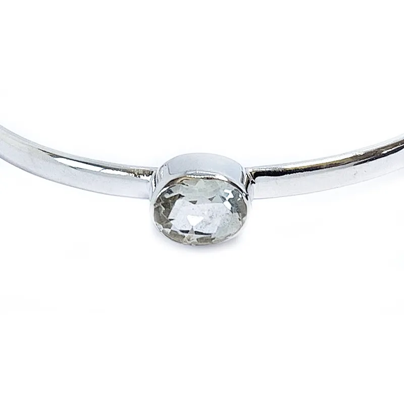 Green Amethyst Boho Silver Bangle