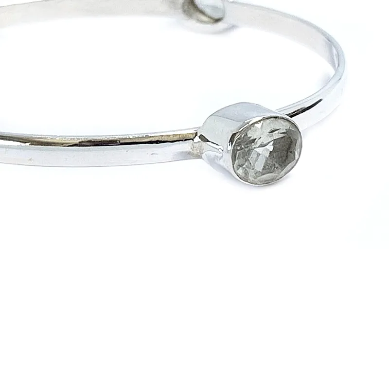 Green Amethyst Boho Silver Bangle