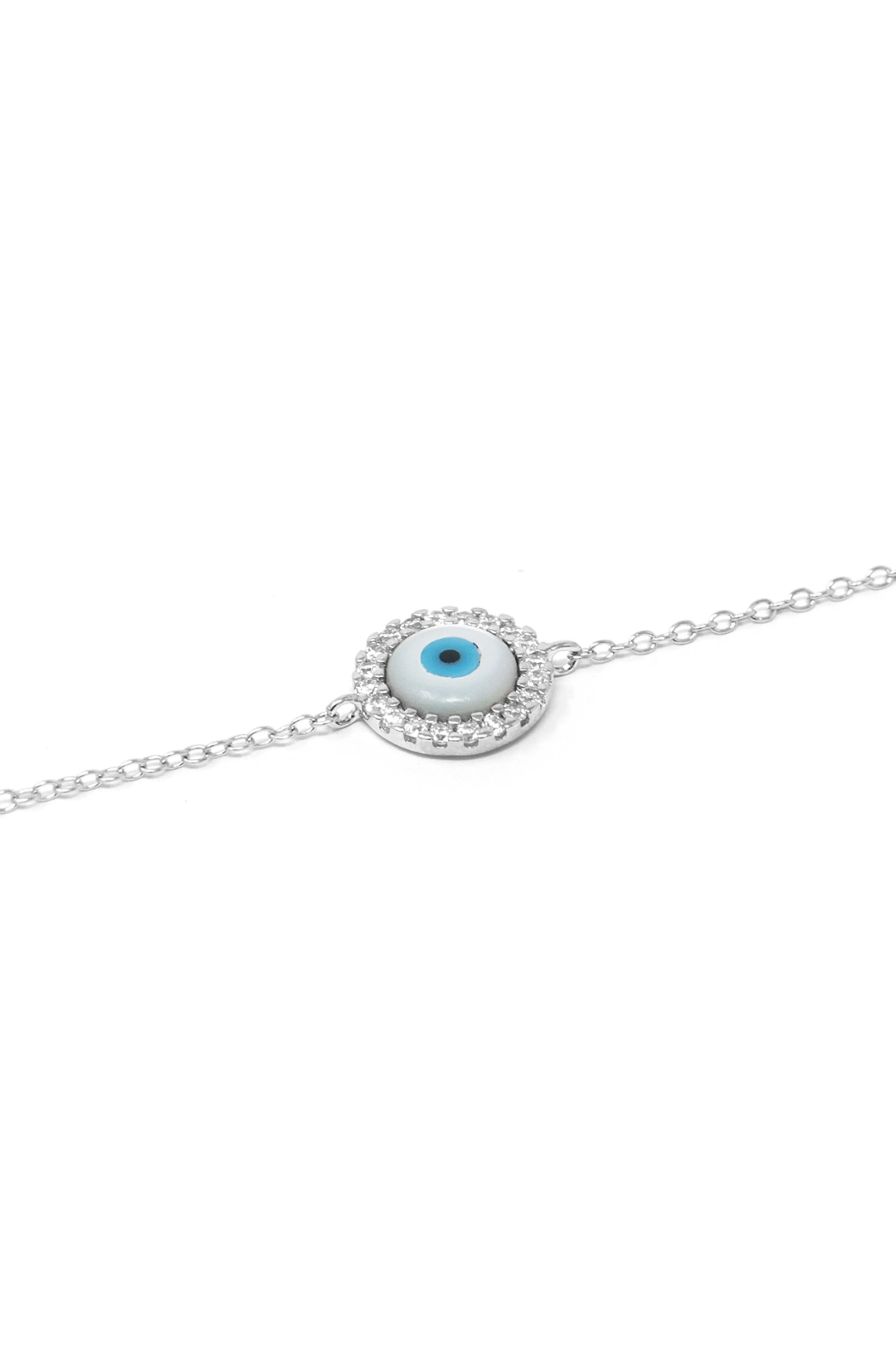 Halo Evil Eye Rose Gold Plated Sterling Silver Chain Bracelet